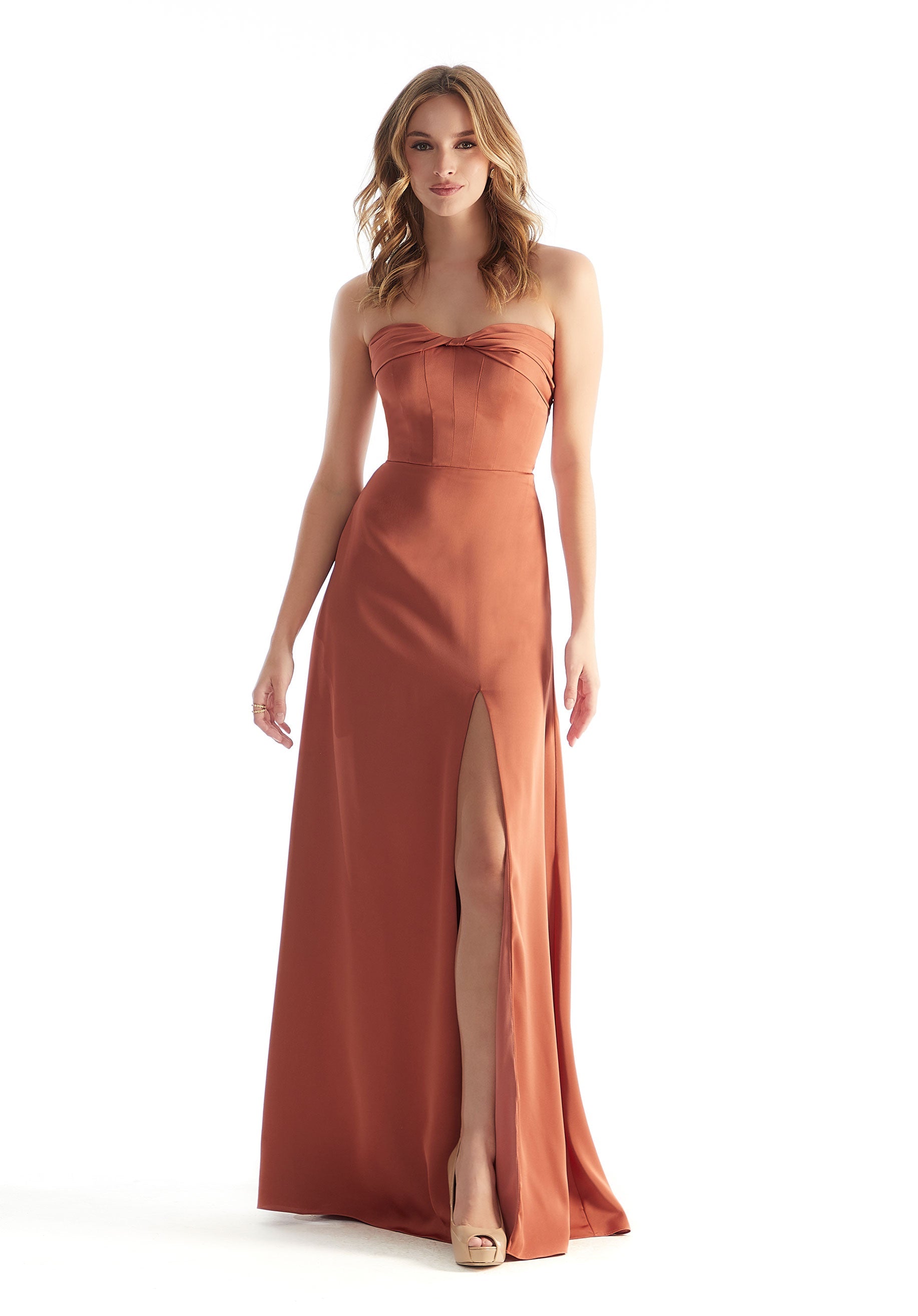 Formal Dresses Long Formal Slit A Line Dress MGNY Madeline Gardner New York 31229 Spice