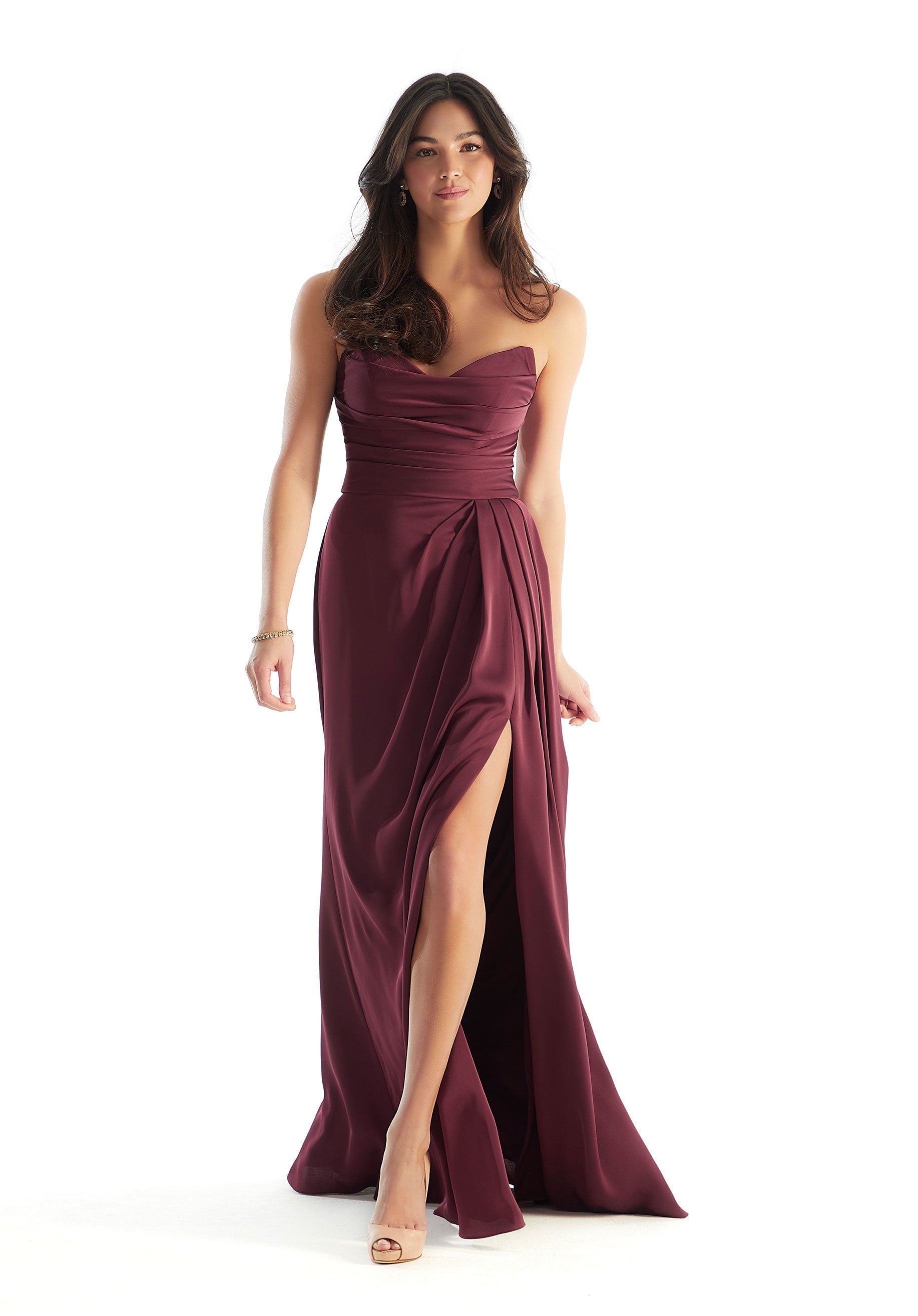 Formal Dresses Formal A Line Slit Long Dress MGNY Madeline Gardner New York 31233 Bordeaux