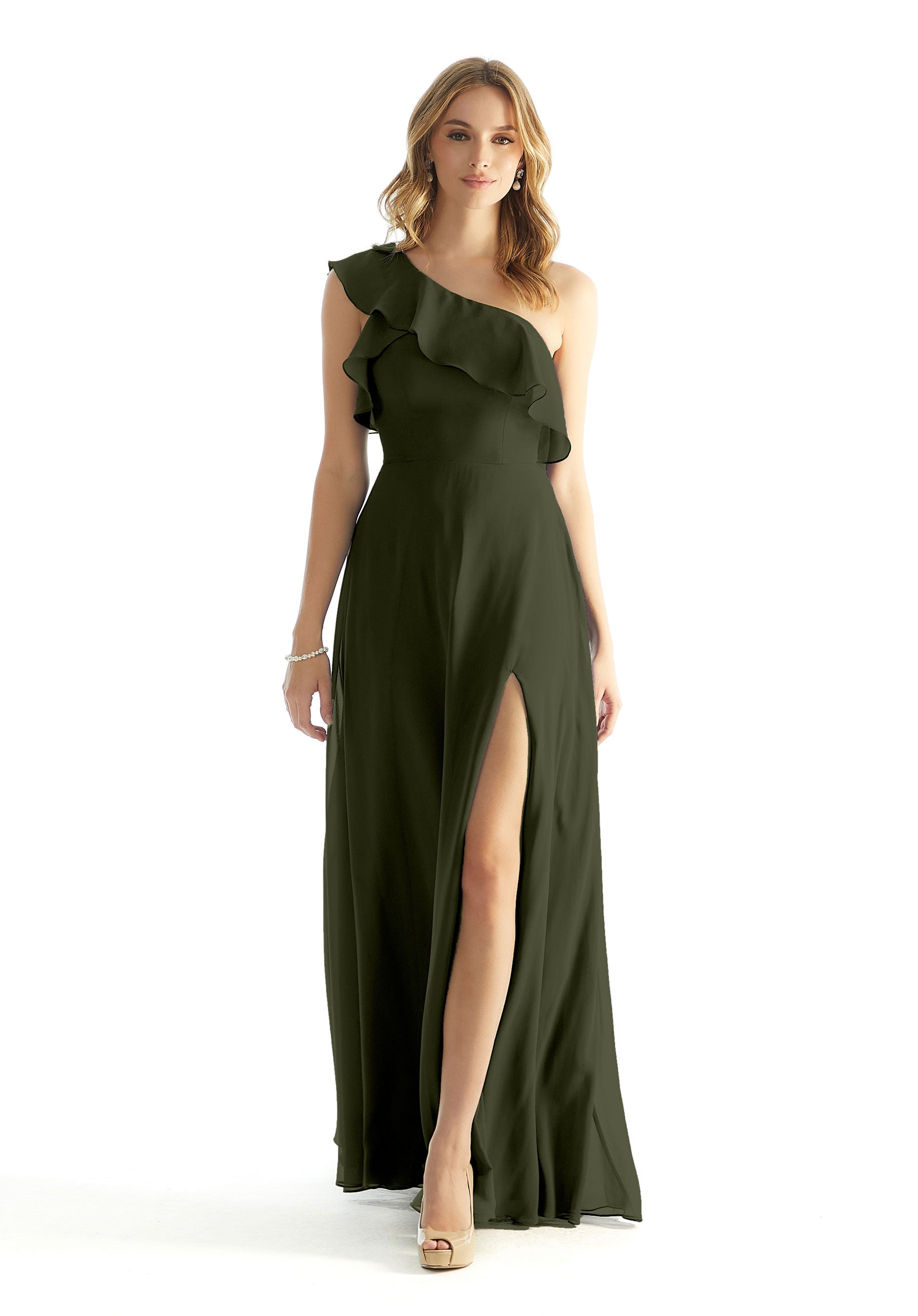 Formal Dresses Ruffle Long A Line Formal Dress MGNY Madeline Gardner New York 31235 Thyme