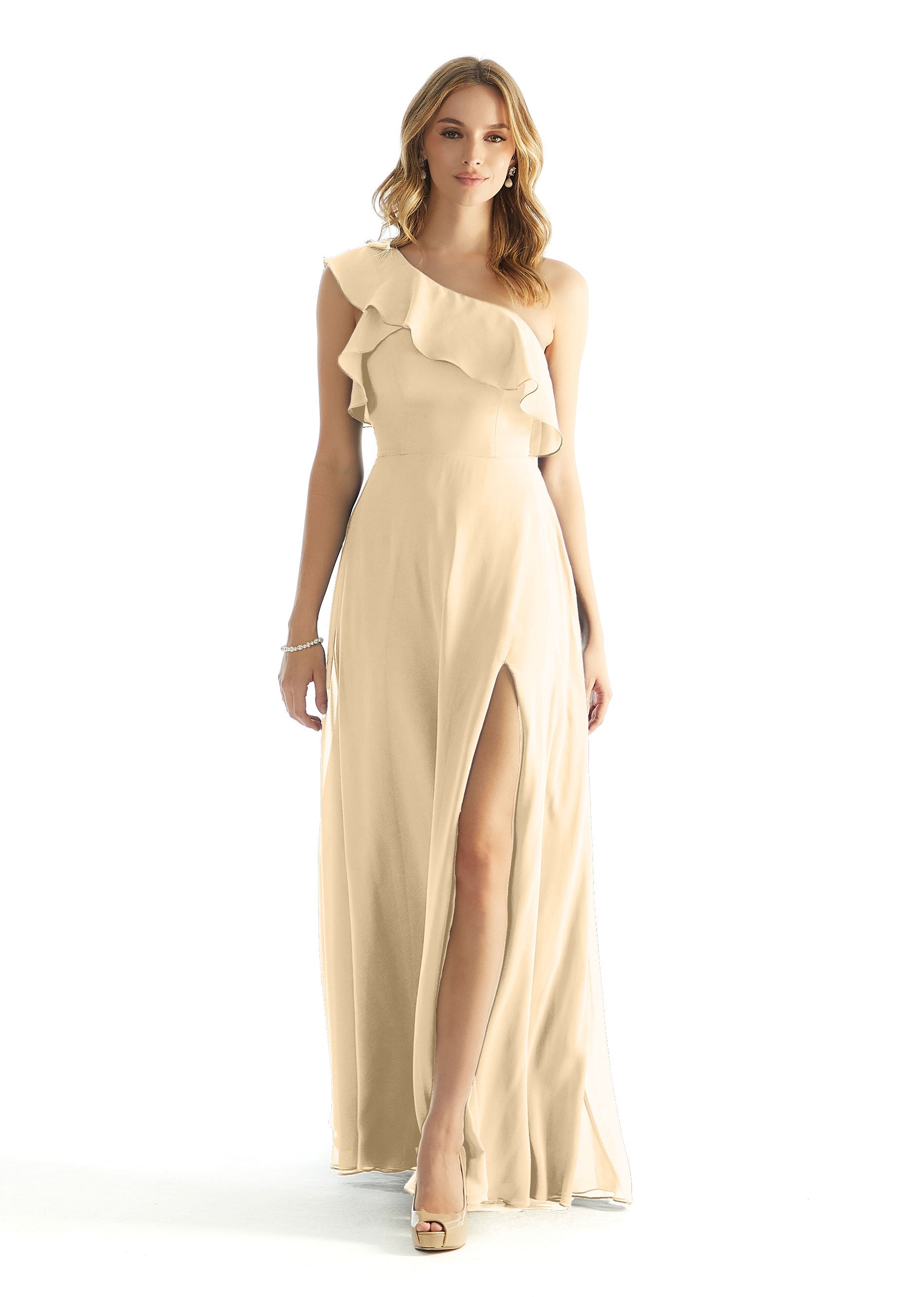 Formal Dresses Formal Evening A Line Ruffle Dress MGNY Madeline Gardner New York 31235 Buttercream