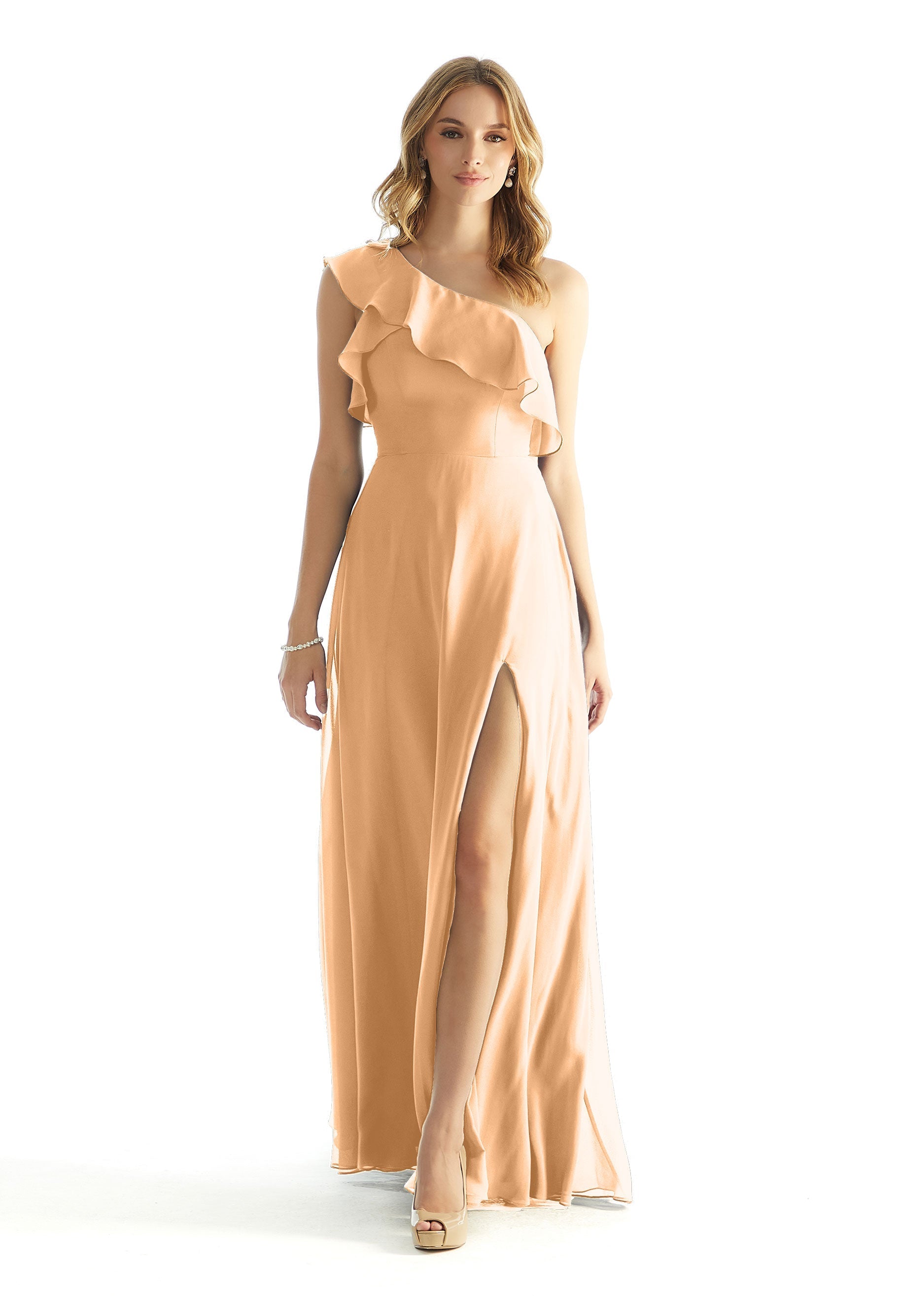 Formal Dresses Formal Evening A Line Ruffle Dress MGNY Madeline Gardner New York 31235 Sorbet