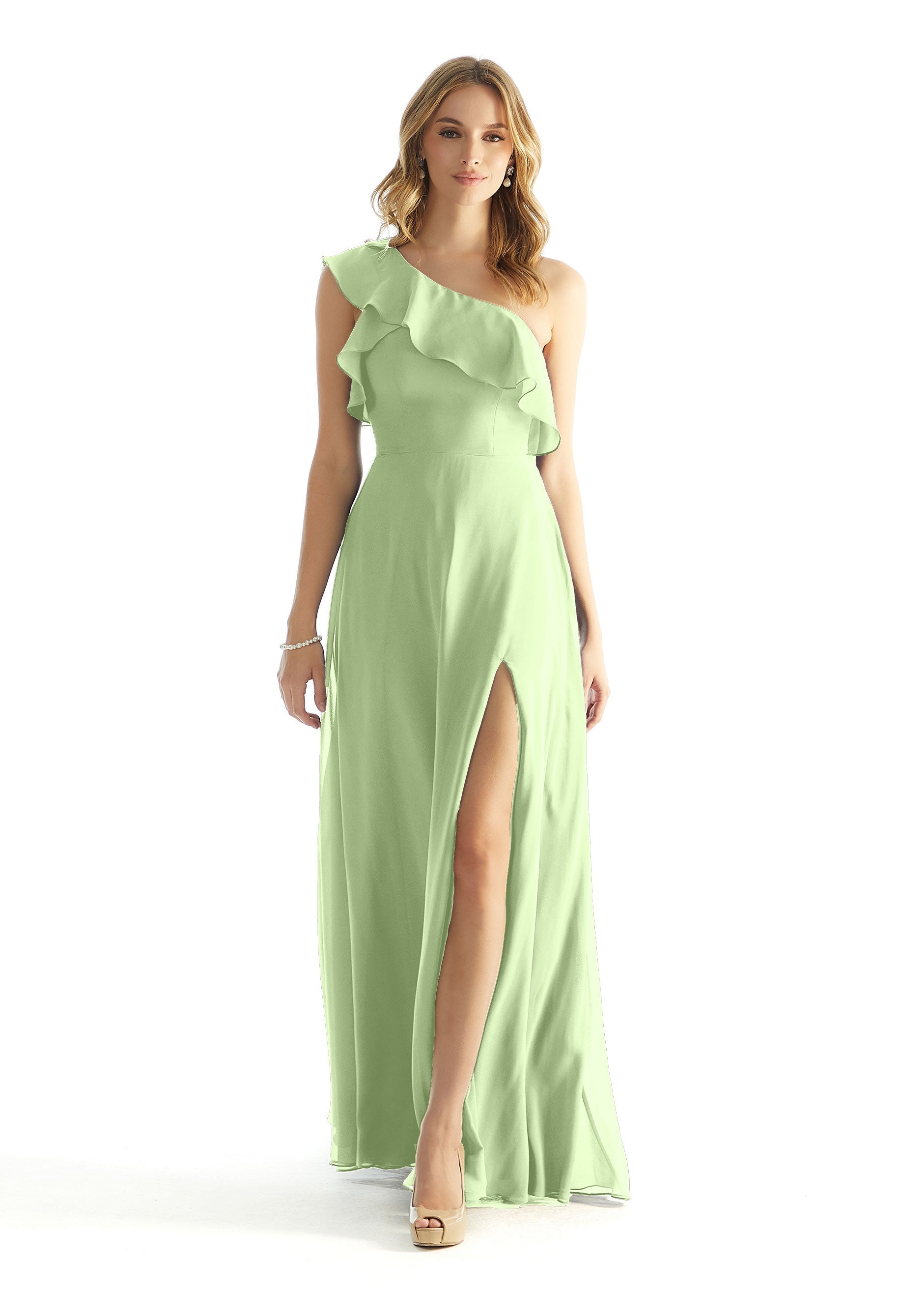 Formal Dresses Ruffle Long A Line Formal Dress MGNY Madeline Gardner New York 31235 Sage