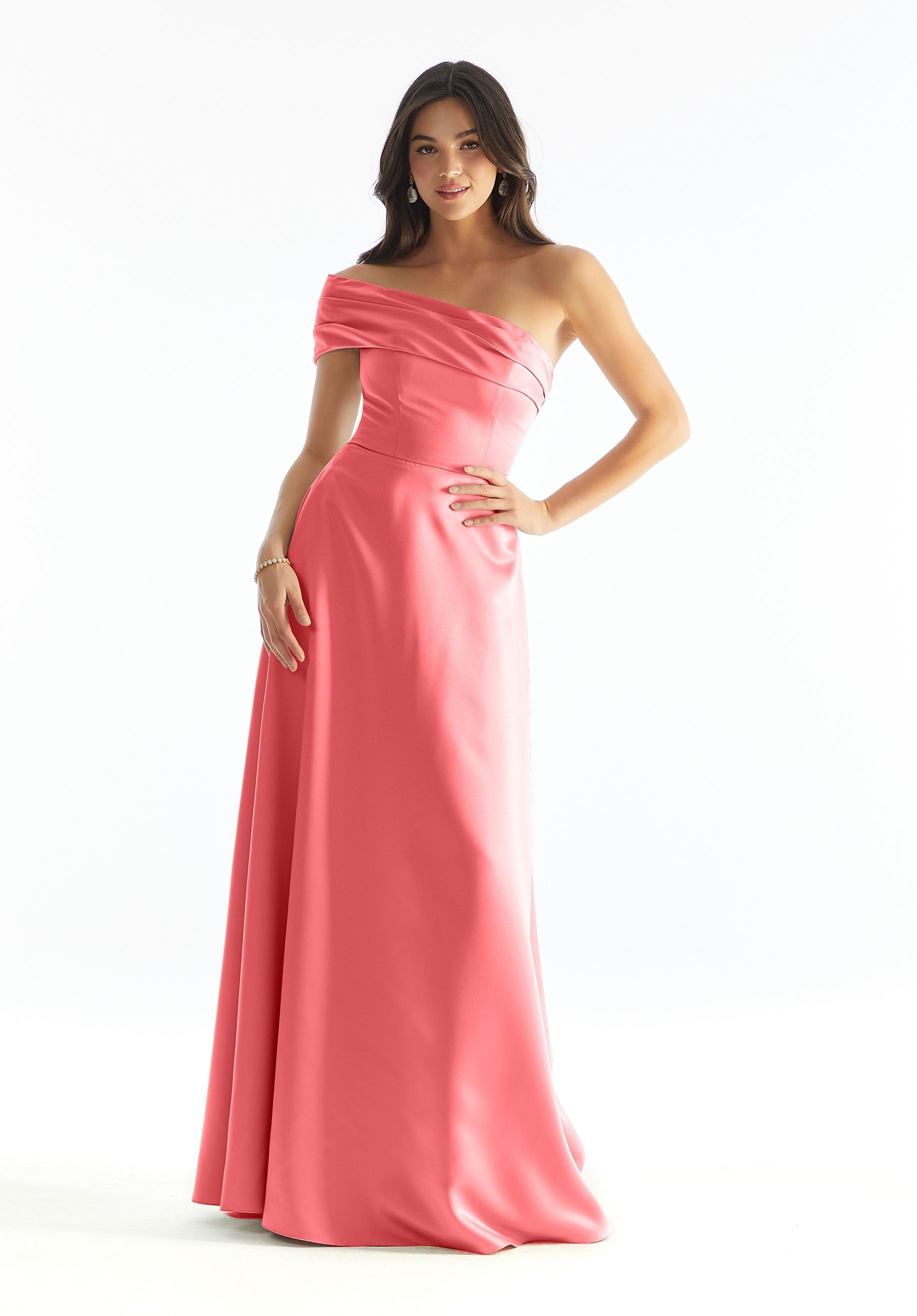 Formal Dresses Long A Line Pleated Formal Evening Dress MGNY Madeline Gardner New York 31237 Cantaloupe
