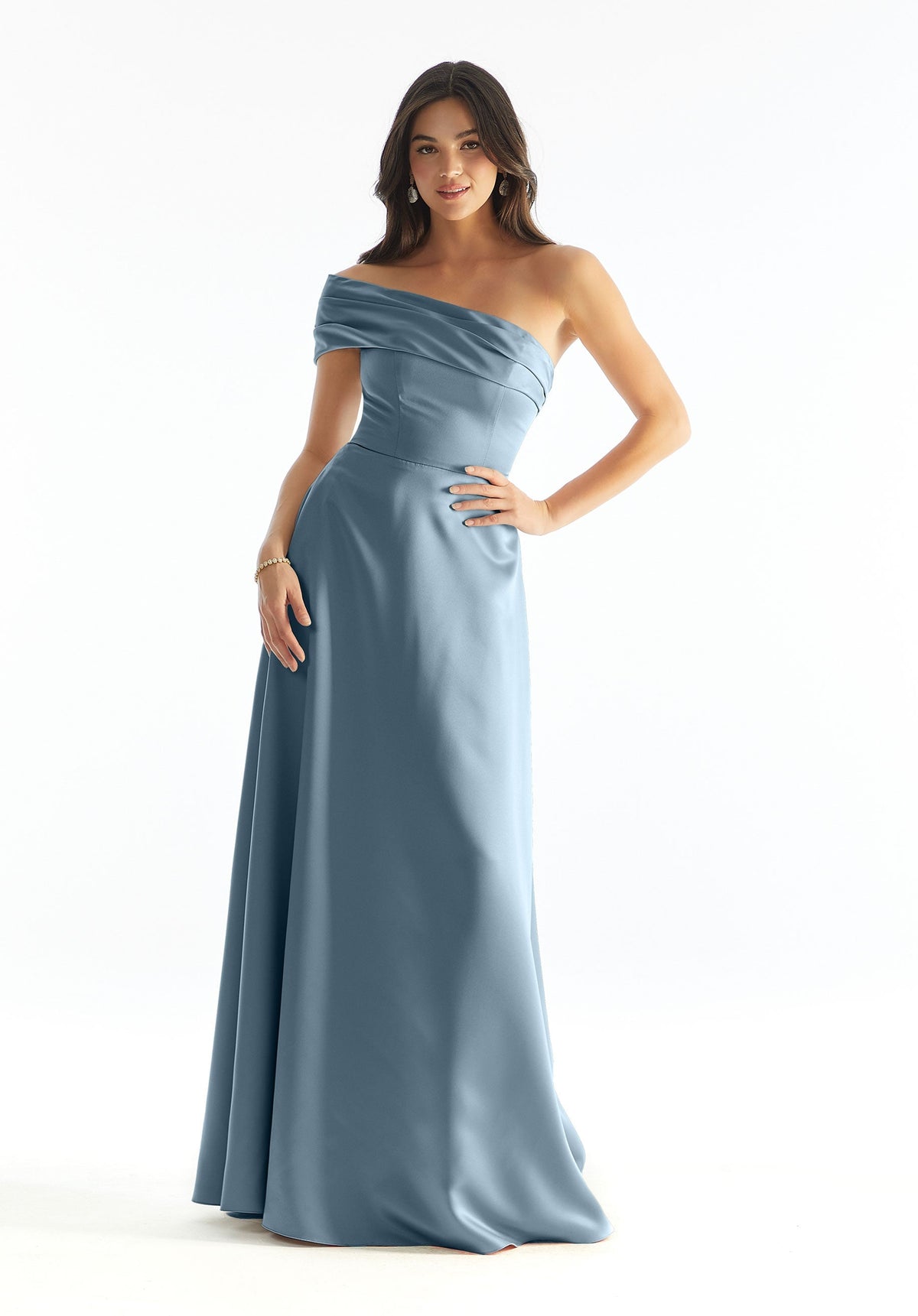 Formal Dresses A Line Long Formal Evening Dress MGNY Madeline Gardner New York 31237 Slate