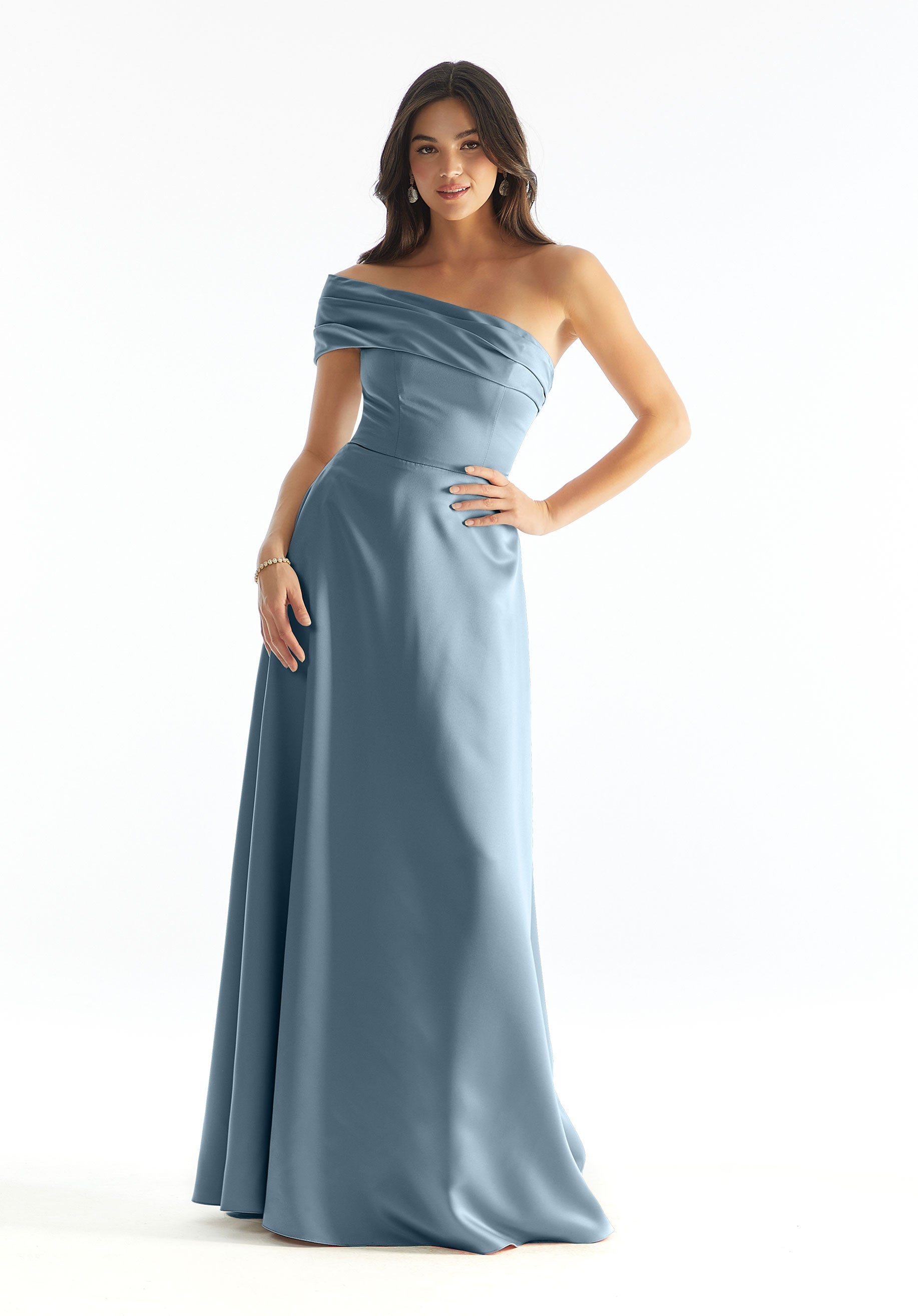 Formal Dresses A Line Long Formal Evening Dress MGNY Madeline Gardner New York 31237 Slate