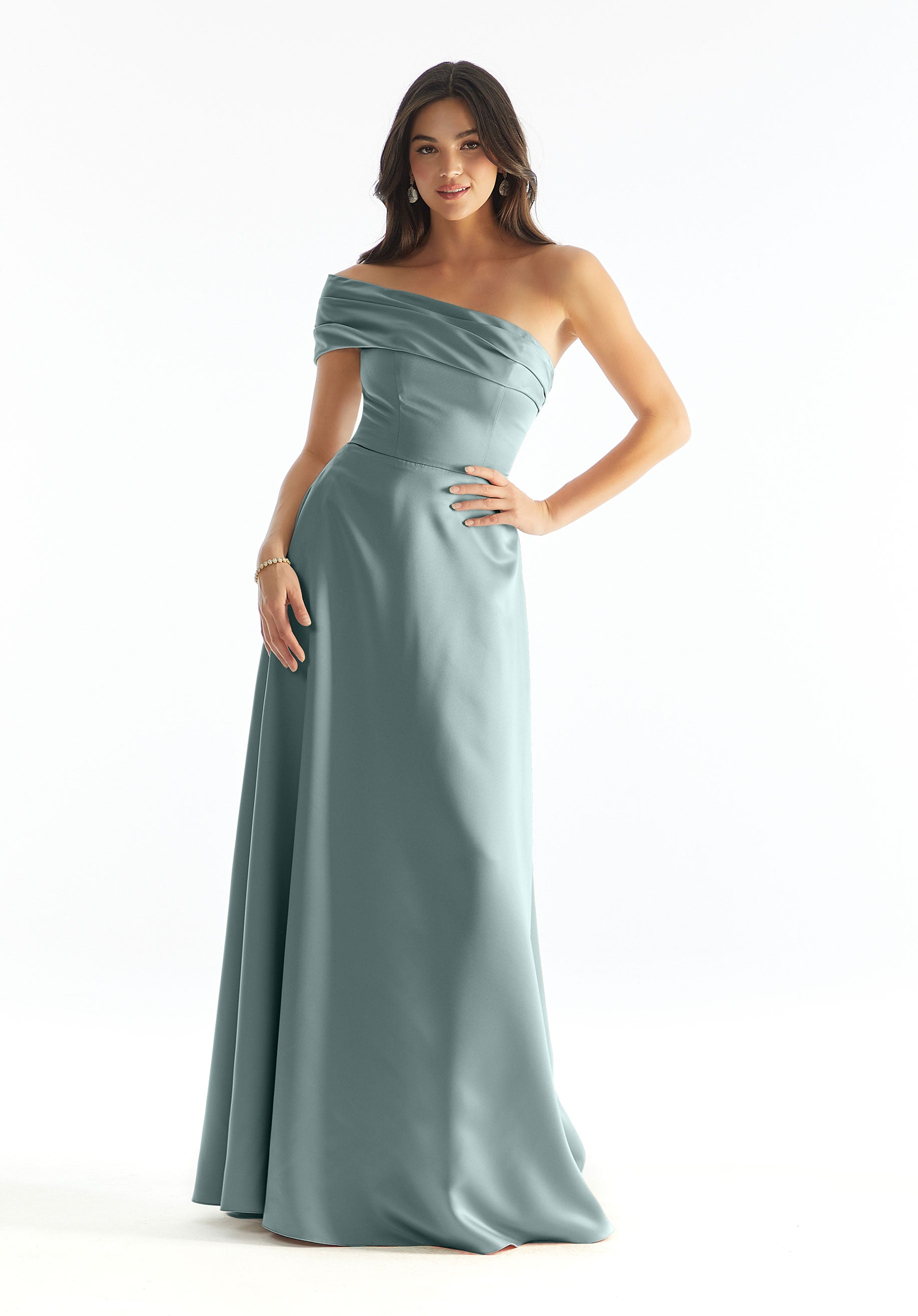 Formal Dresses Formal A Line Slit Long Dress MGNY Madeline Gardner New York 31237 Deep Sea