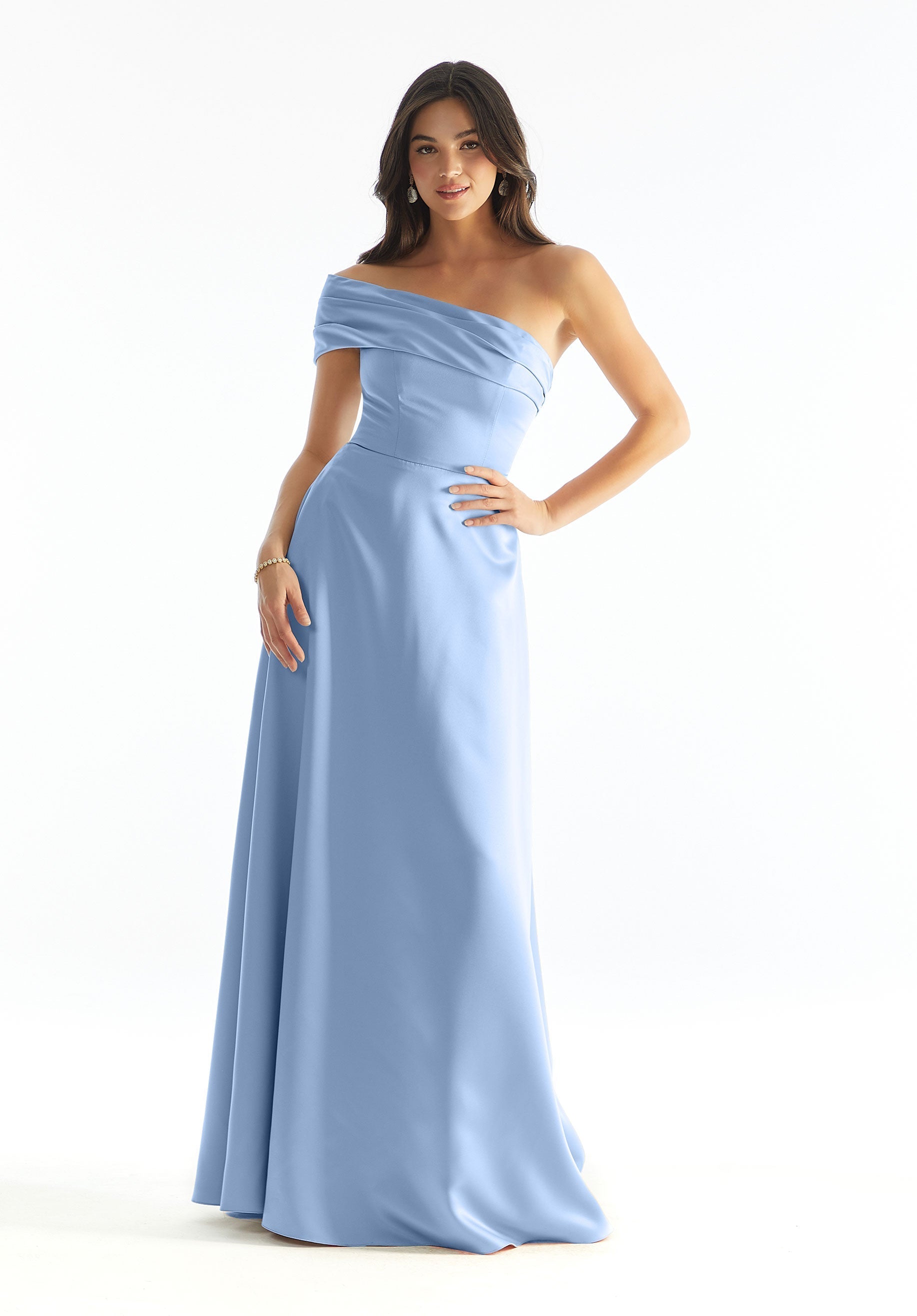 Formal Dresses Formal A Line Slit Long Dress MGNY Madeline Gardner New York 31237 Cornflower
