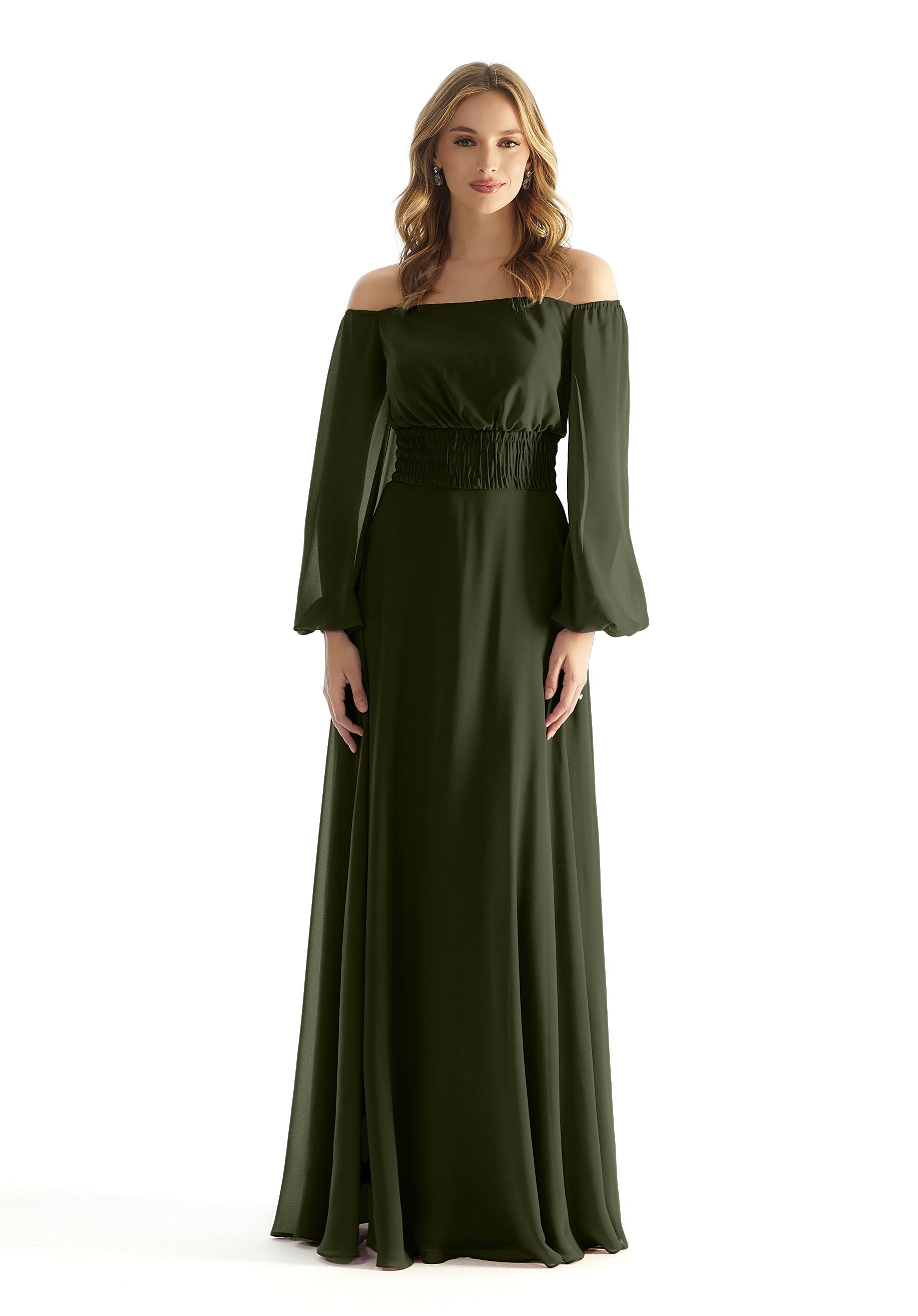 Formal Dresses Formal Evening A Line Long Sleeve Dress MGNY Madeline Gardner New York 31238 Thyme