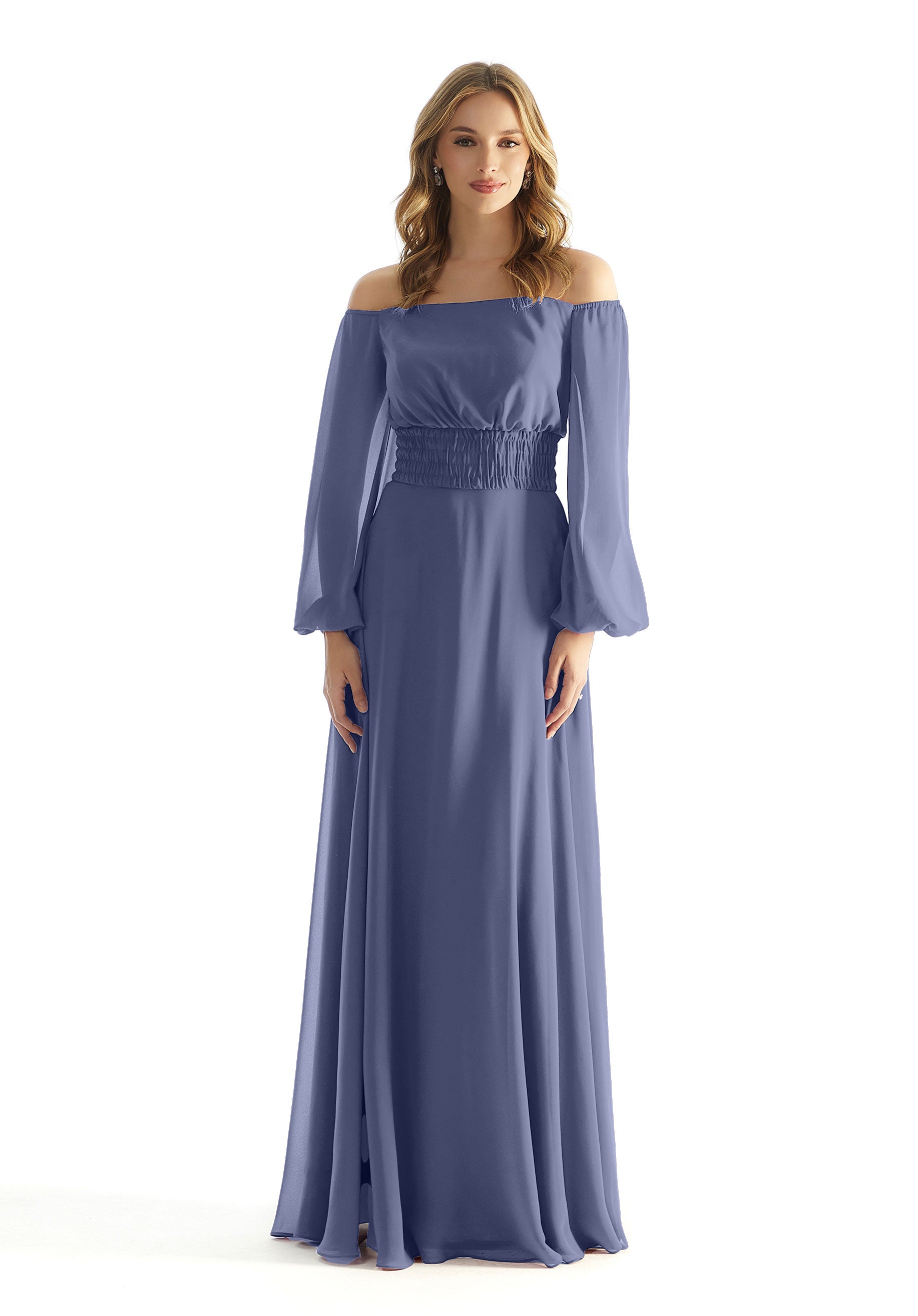 Formal Dresses Evening A Line Long Sleeve Formal Dress MGNY Madeline Gardner New York 31238 Dusk