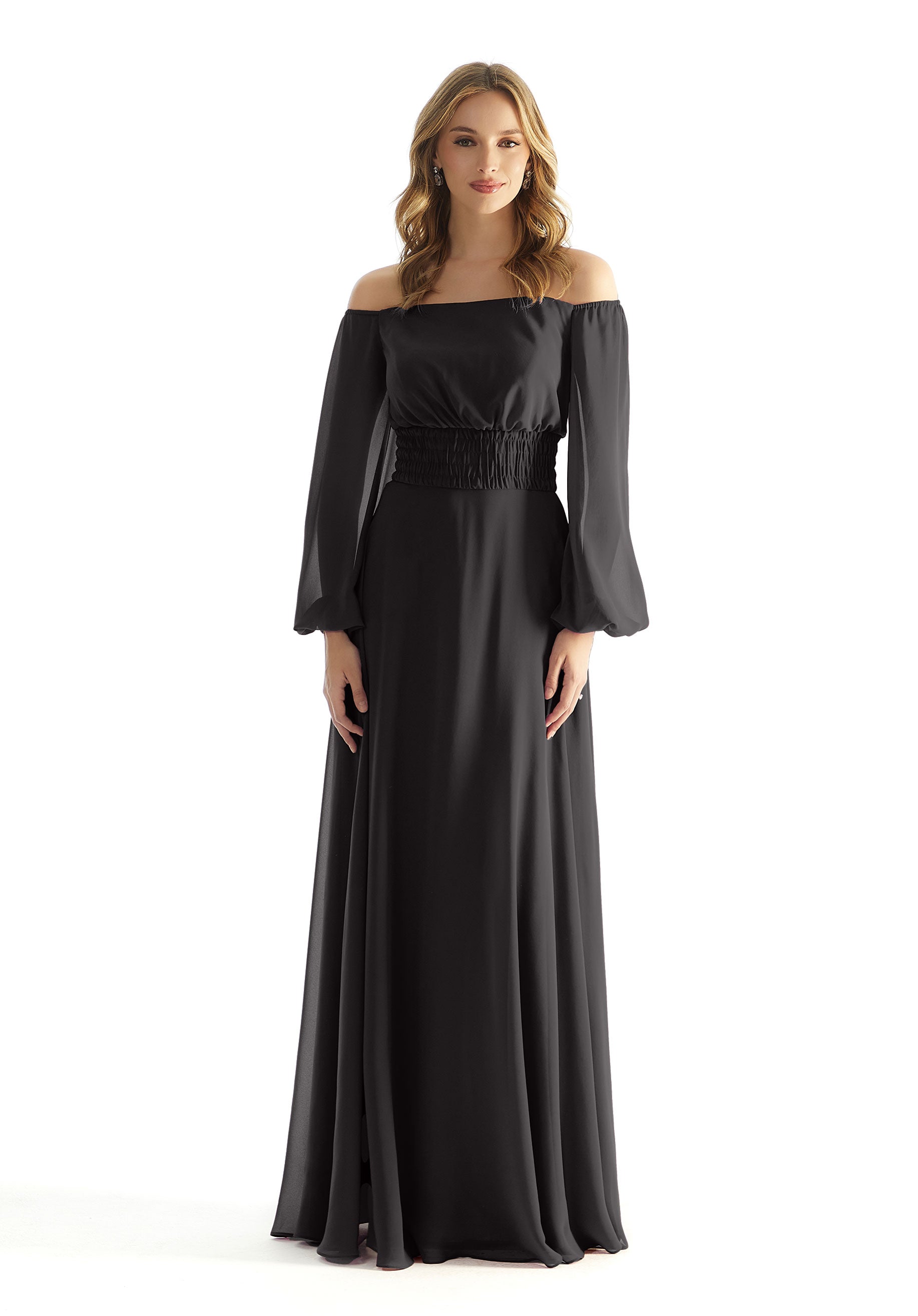 Formal Dresses Long Sleeve A Line Formal Evening Dress MGNY Madeline Gardner New York 31238 Black