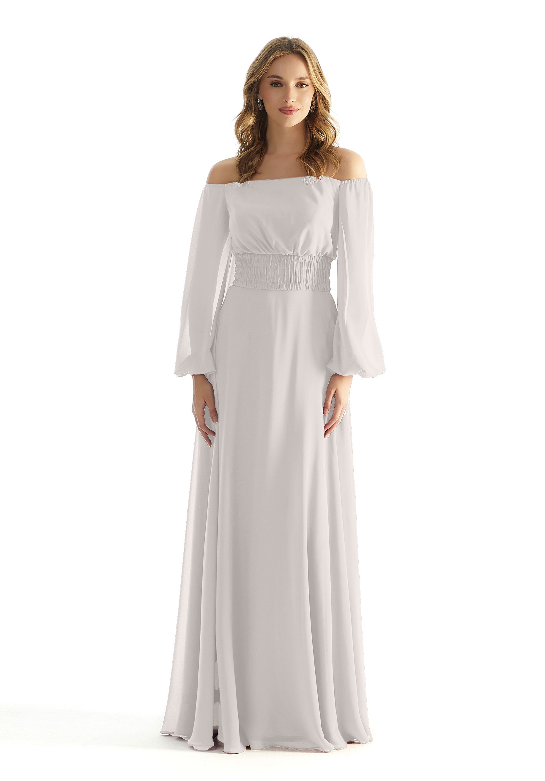 Formal Dresses Formal A Line Evening Long Sleeve Dress MGNY Madeline Gardner New York 31238 Silver