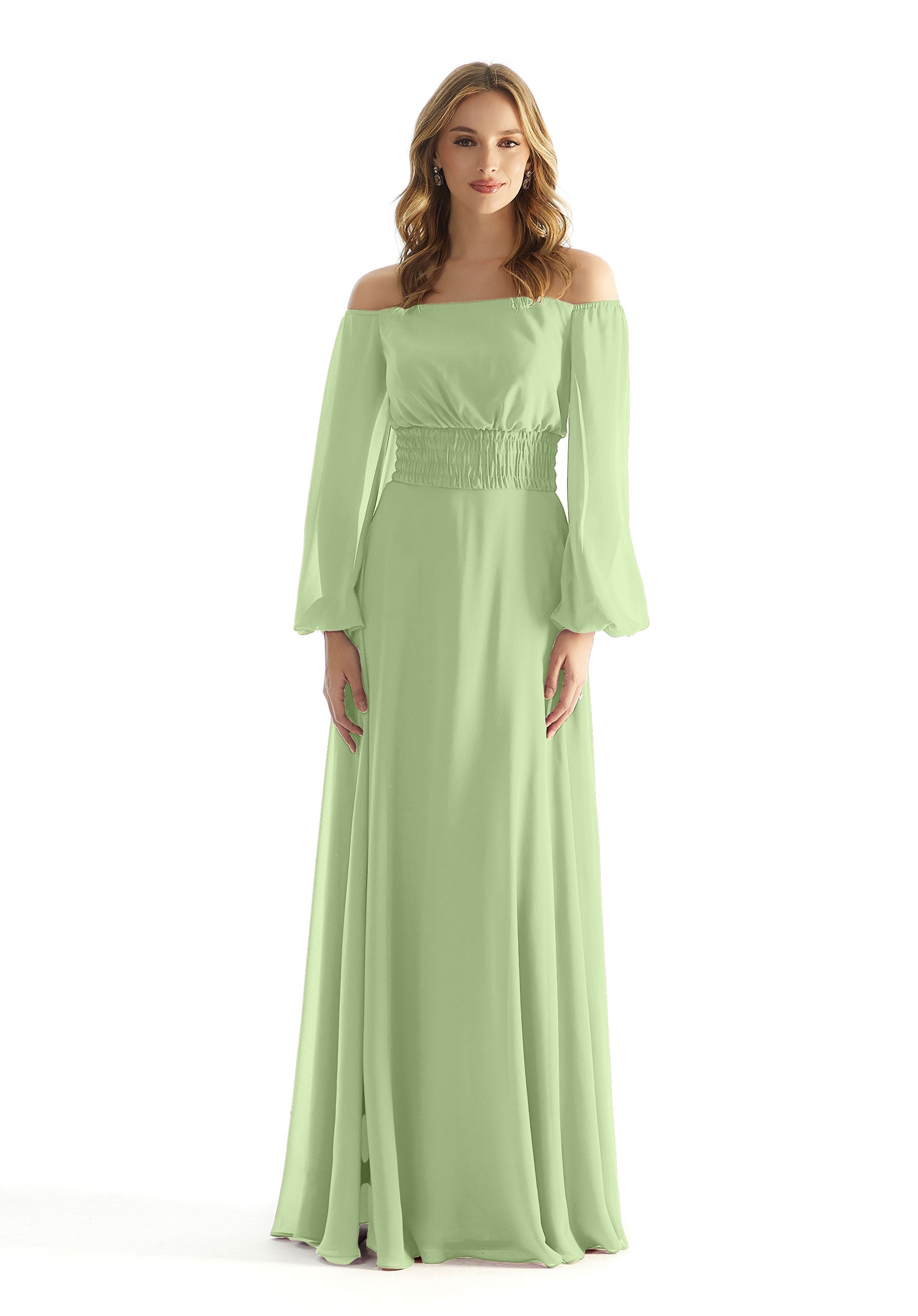 Formal Dresses Formal Evening A Line Long Sleeve Dress MGNY Madeline Gardner New York 31238 Sage
