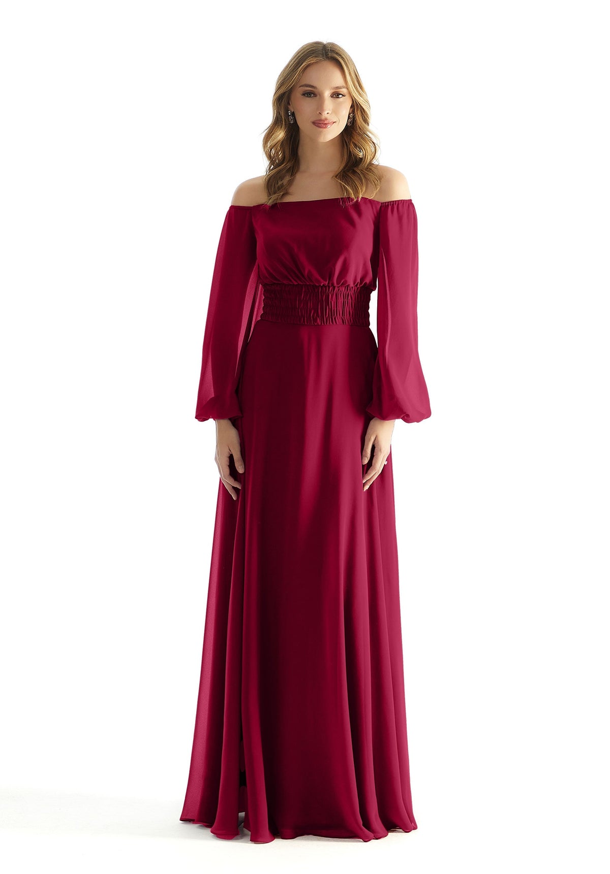 Formal Dresses Evening A Line Long Sleeve Formal Dress MGNY Madeline Gardner New York 31238 Claret