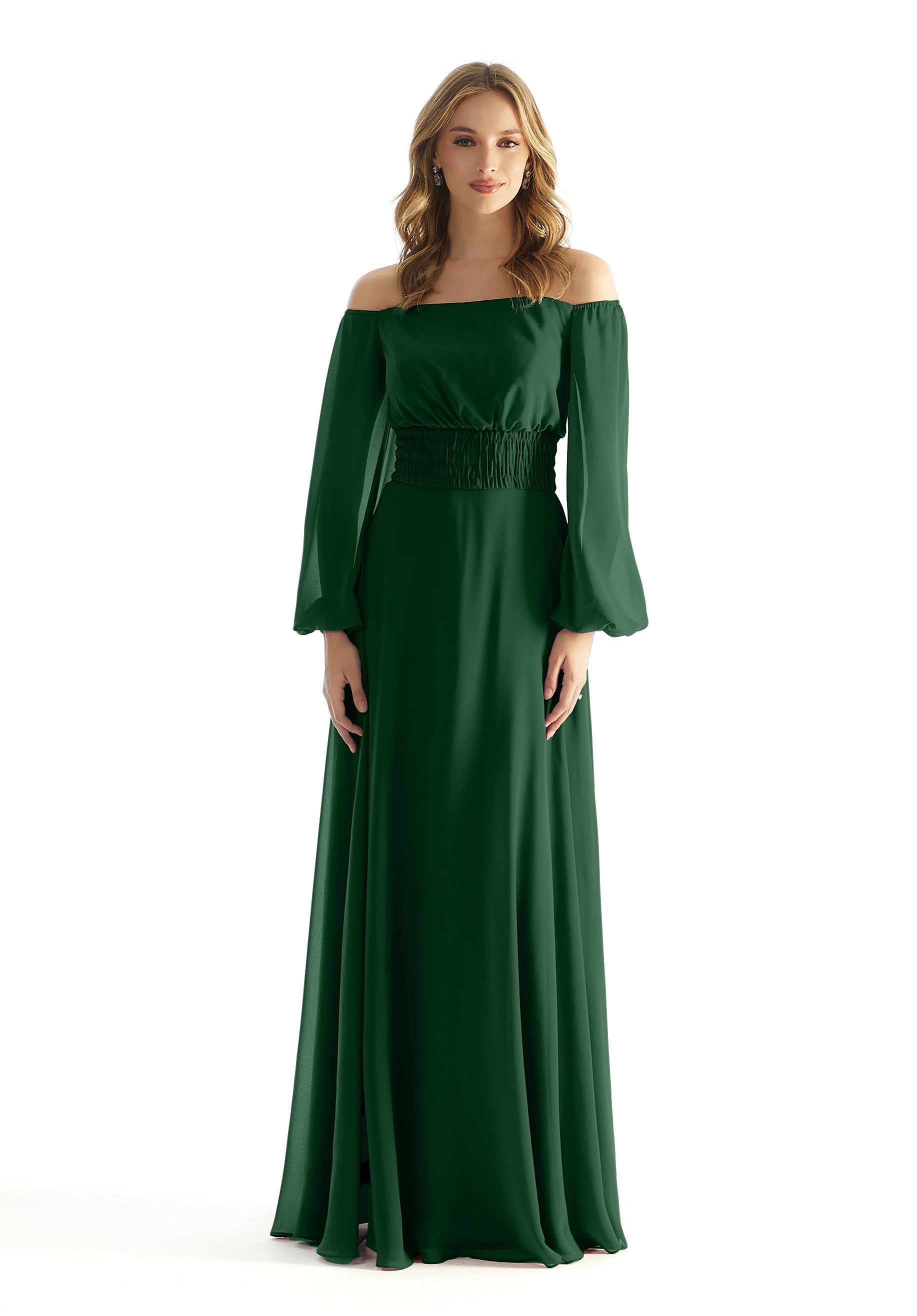Formal Dresses Formal A Line Evening Long Sleeve Dress MGNY Madeline Gardner New York 31238 Emerald