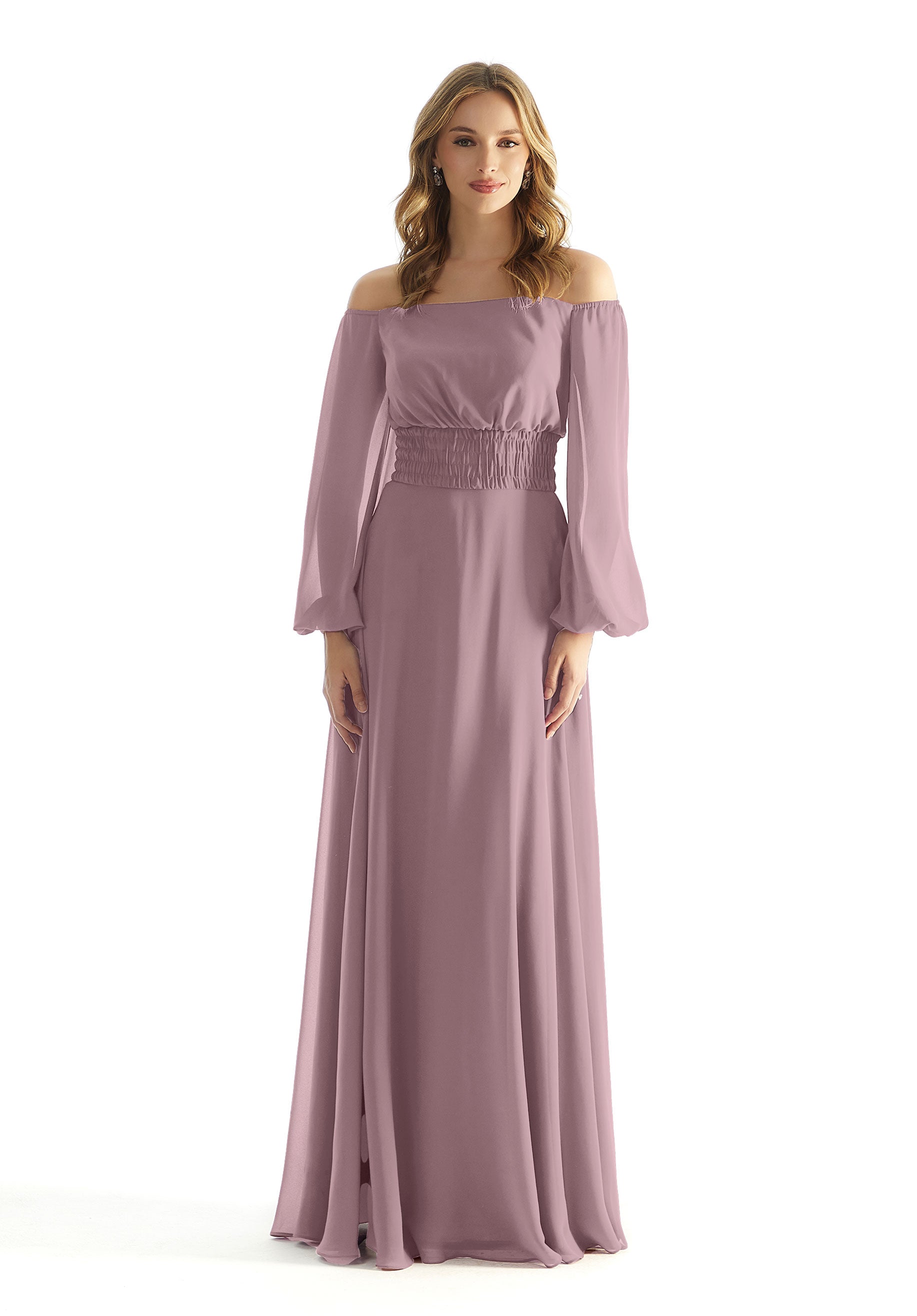 Formal Dresses Evening Formal A Line Long Sleeve Dress MGNY Madeline Gardner New York 31238 French Lilac