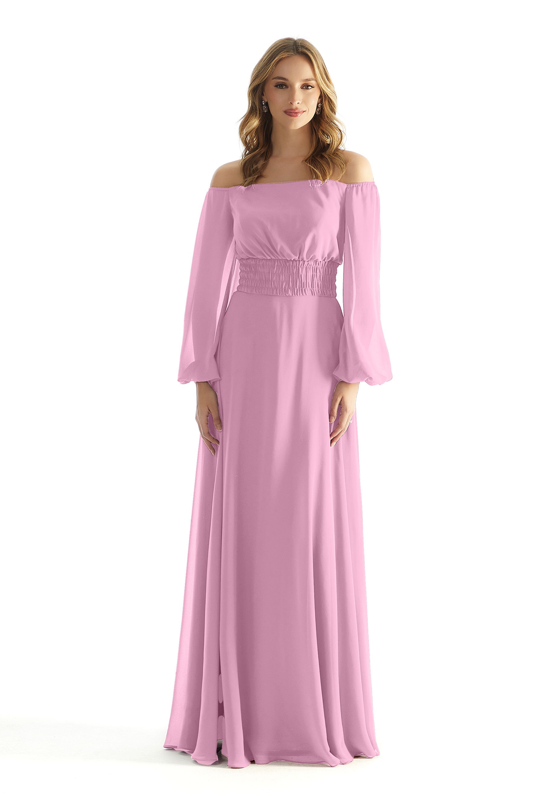 Formal Dresses Evening Formal A Line Long Sleeve Dress MGNY Madeline Gardner New York 31238 Peony