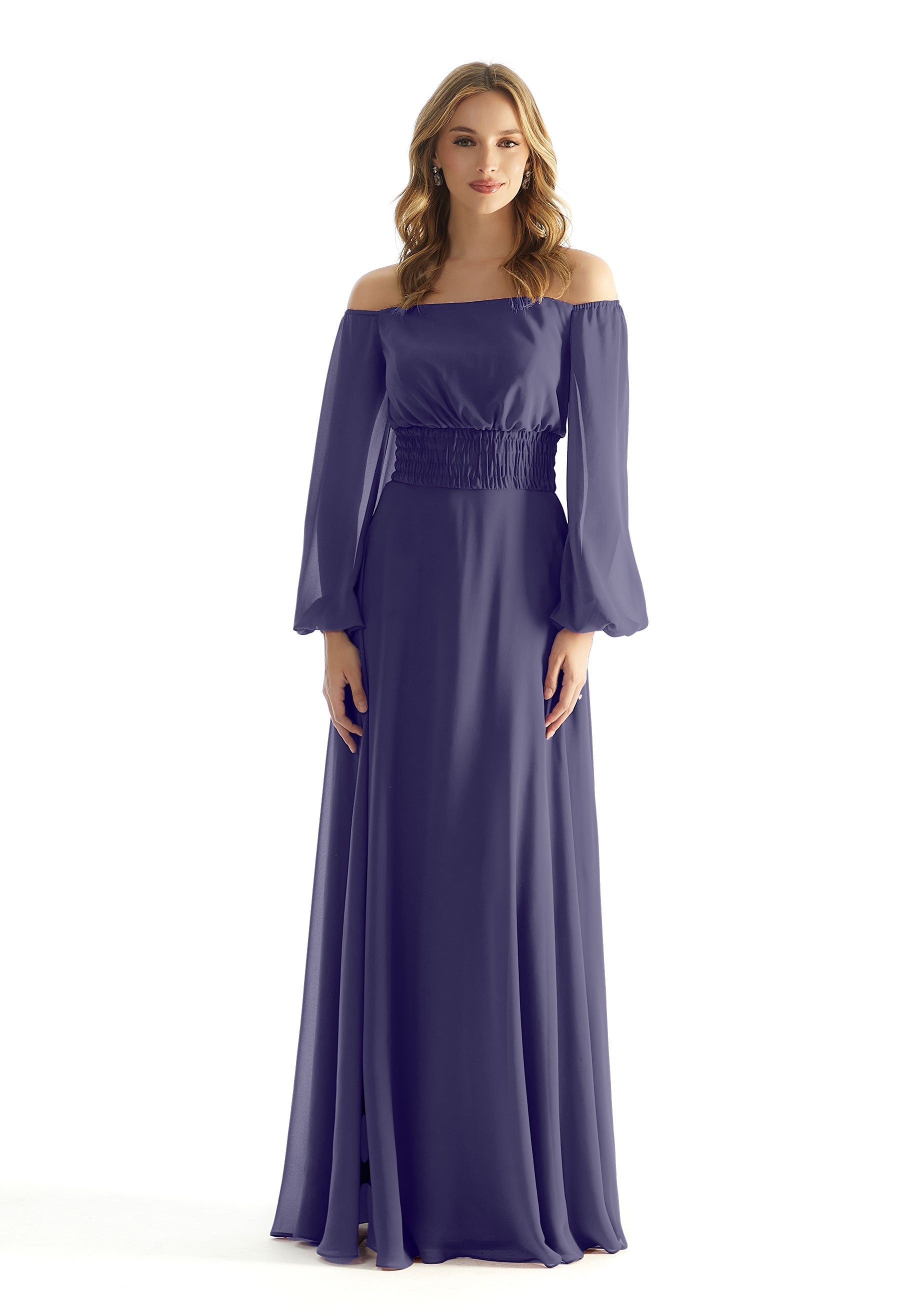 Formal Dresses Evening A Line Long Sleeve Formal Dress MGNY Madeline Gardner New York 31238 Storm