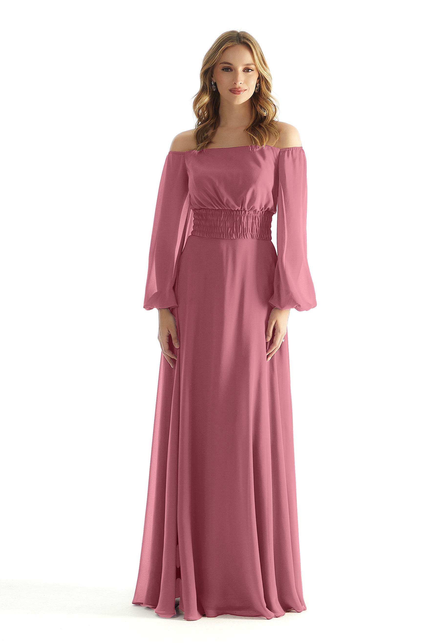 Formal Dresses Evening Formal A Line Long Sleeve Dress MGNY Madeline Gardner New York 31238 Rosewood