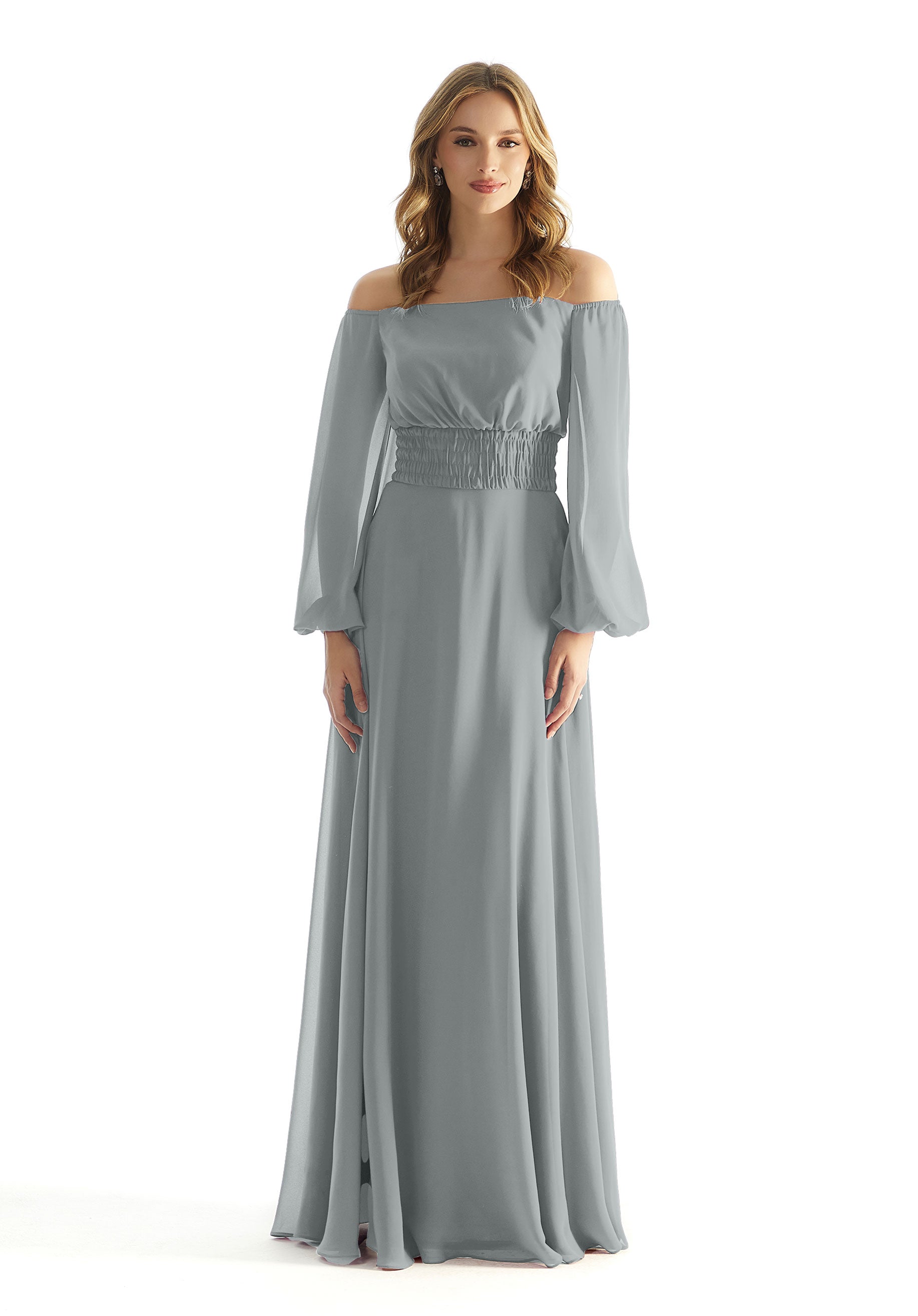 Formal Dresses Formal A Line Evening Long Sleeve Dress MGNY Madeline Gardner New York 31238 Dove