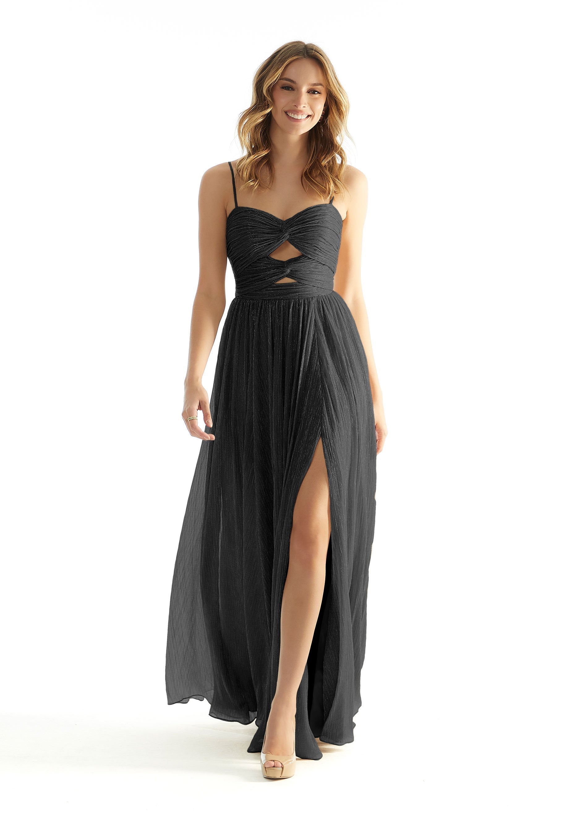 Prom Dresses Pleated Long Formal Evening Dress Black