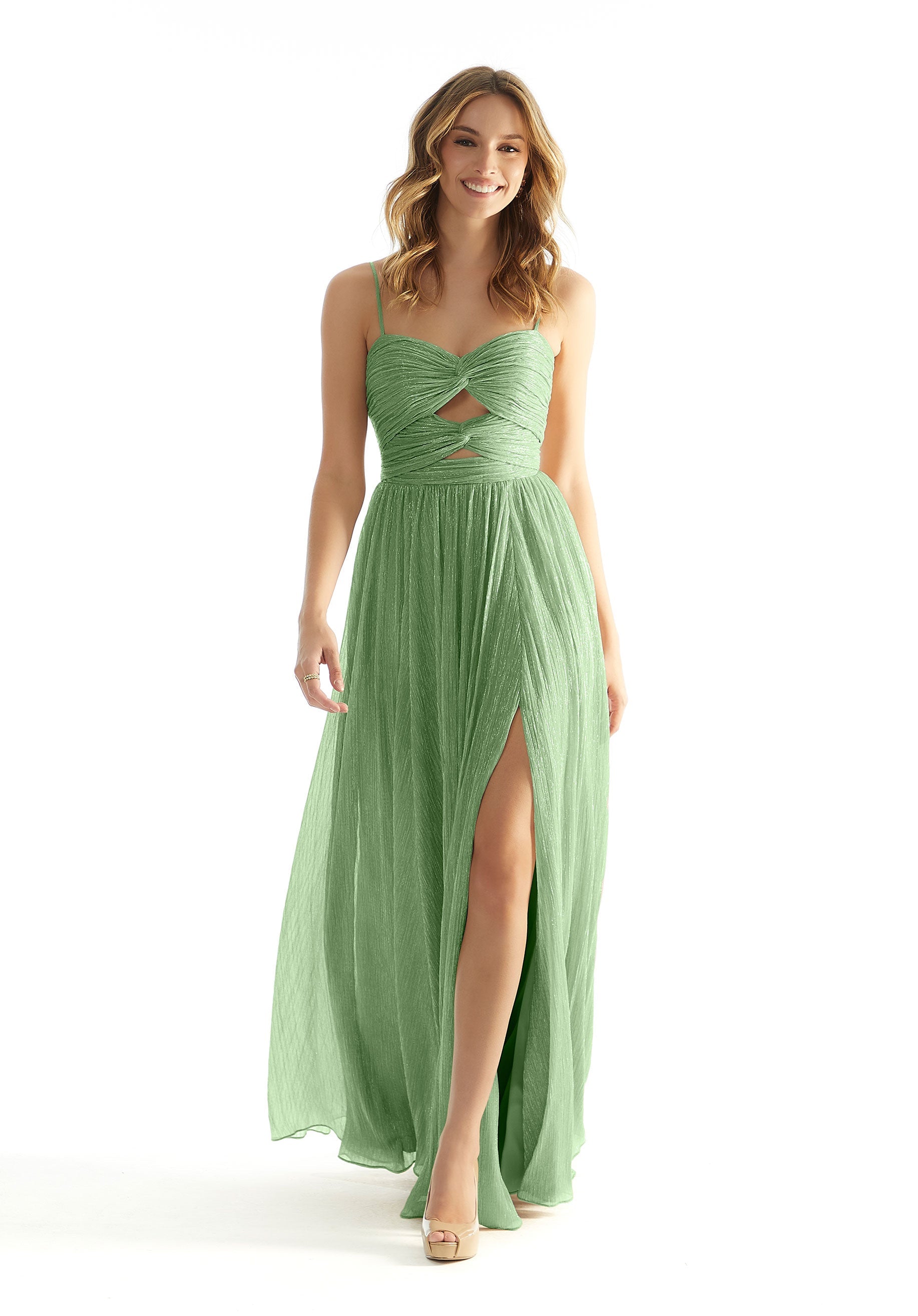 Prom Dresses Pleated Long Formal Evening Dress Celadon