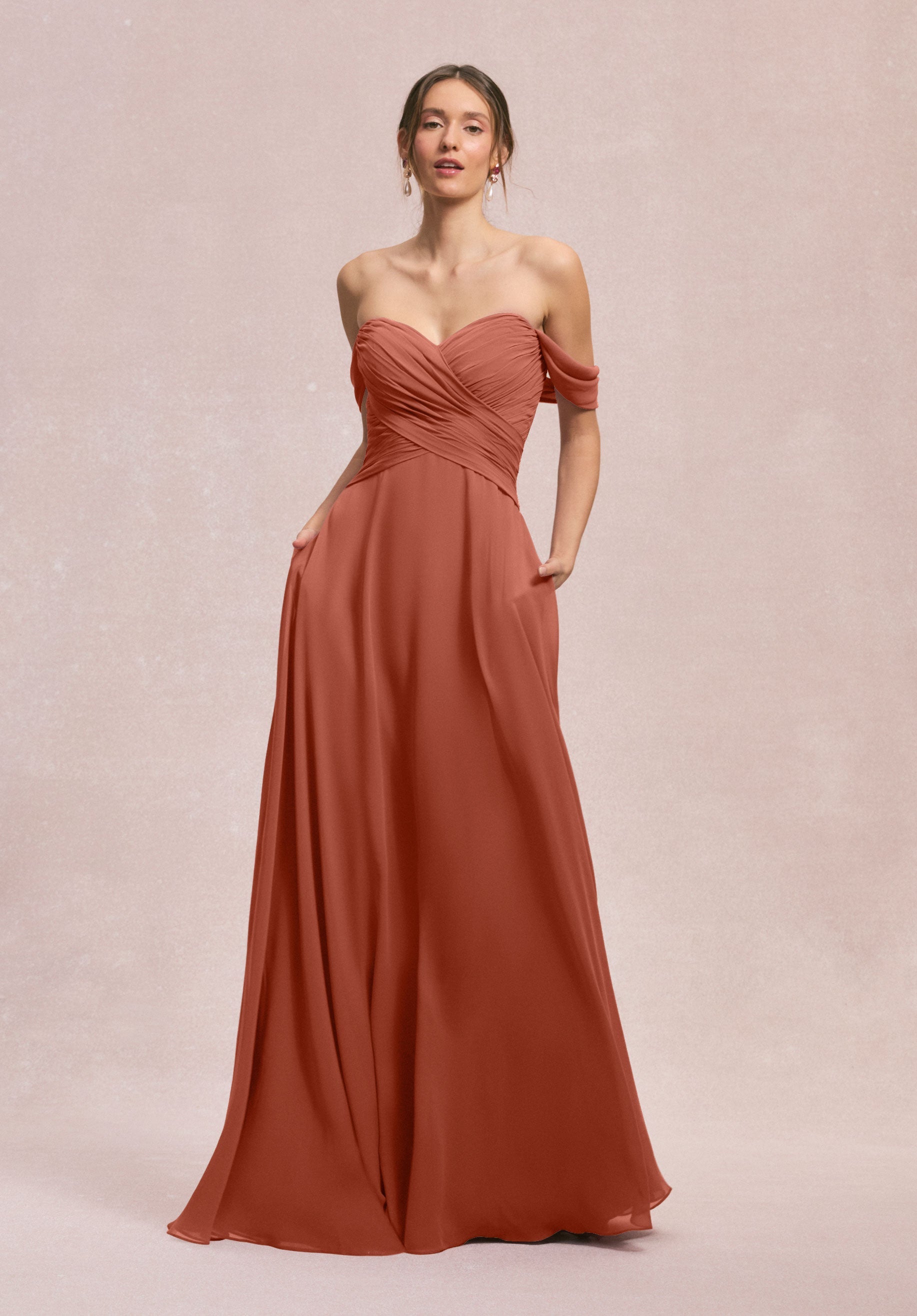 Formal Dresses Evening Pleated A Line Long Dress MGNY Madeline Gardner New York 31248 Spice