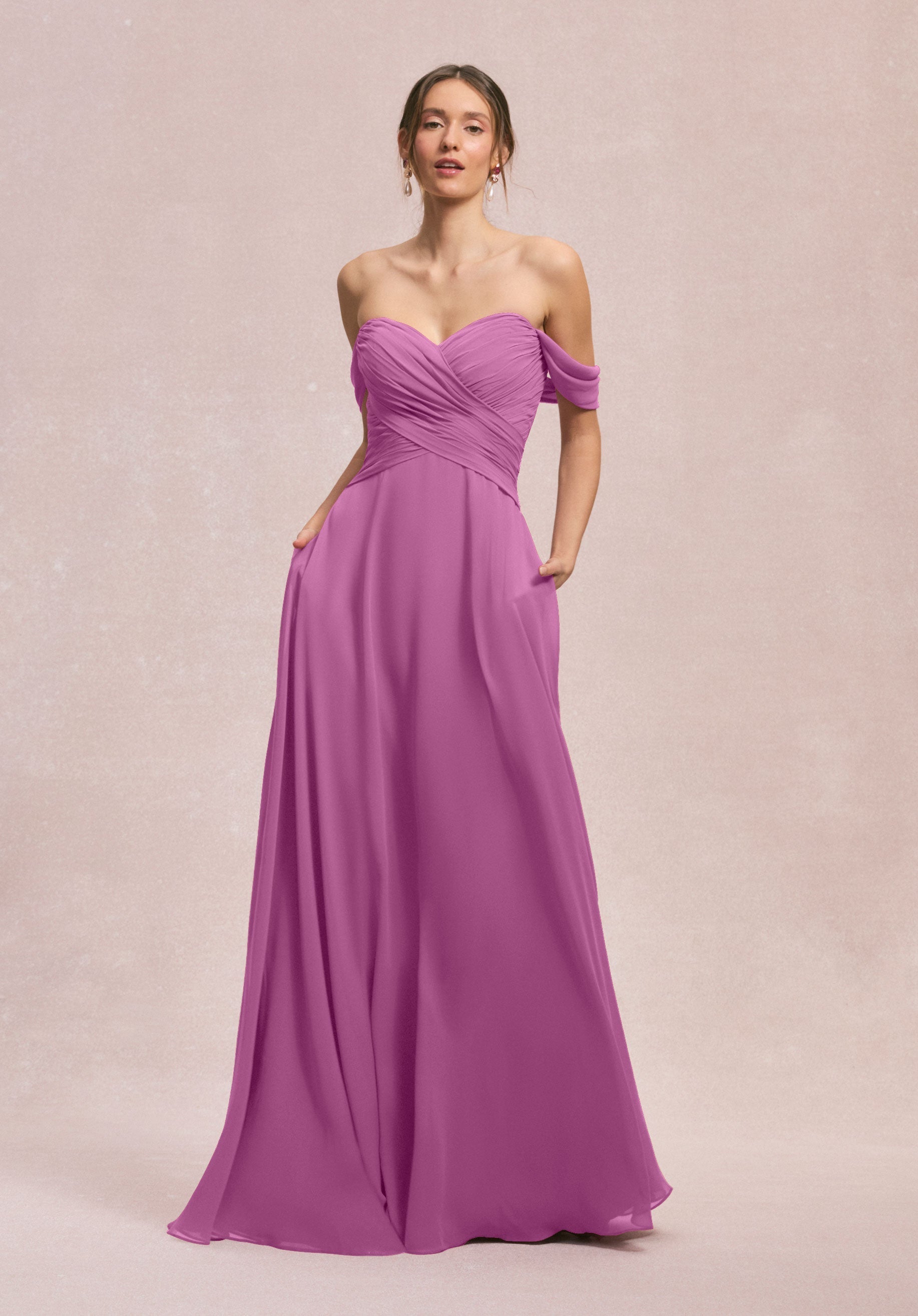 Formal Dresses Pleated Long Evening Dress MGNY Madeline Gardner New York 31248 Primrose