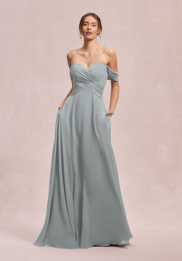 Long Pleated Evening Dress MGNY Madeline Gardner New York 31248