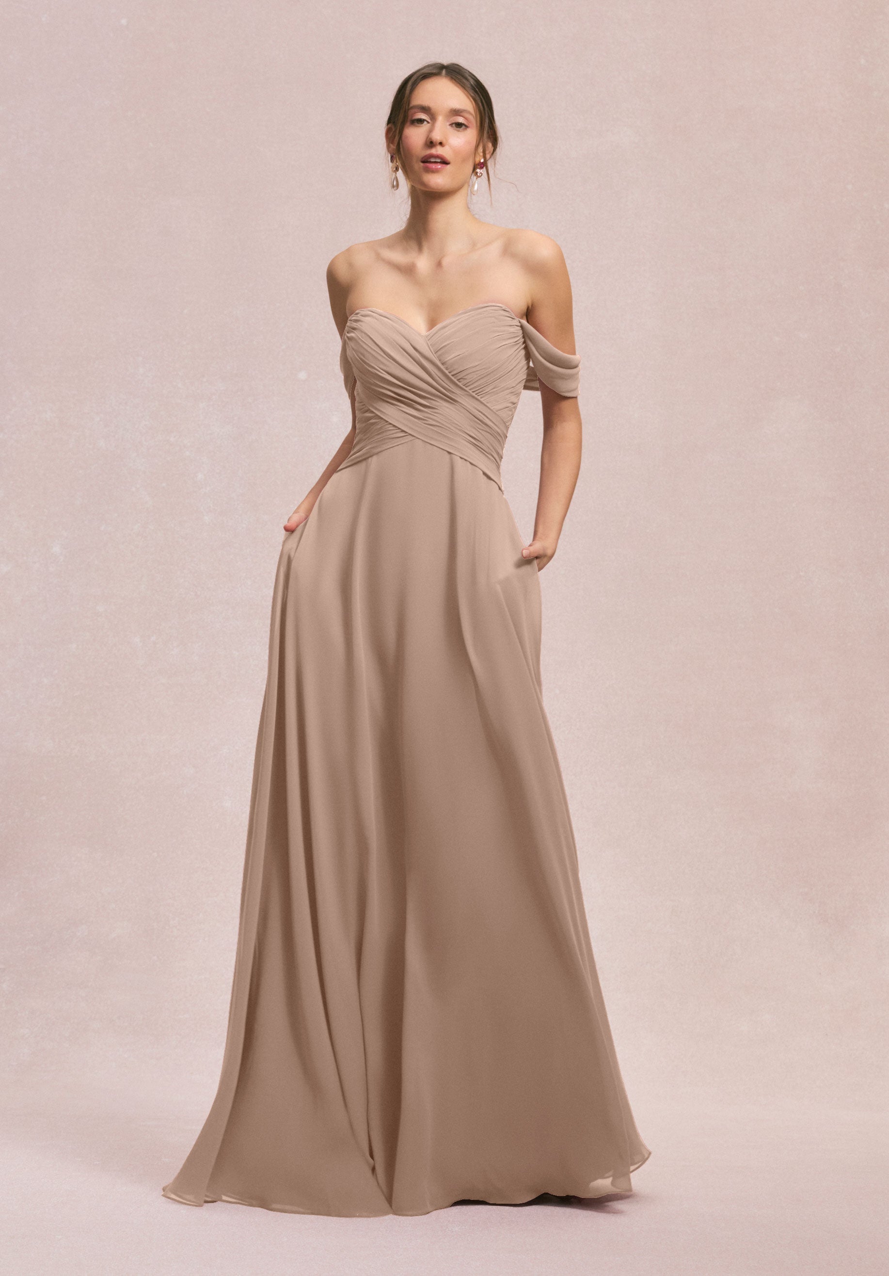 Formal Dresses A Line Evening Long Dress MGNY Madeline Gardner New York 31248 Latte