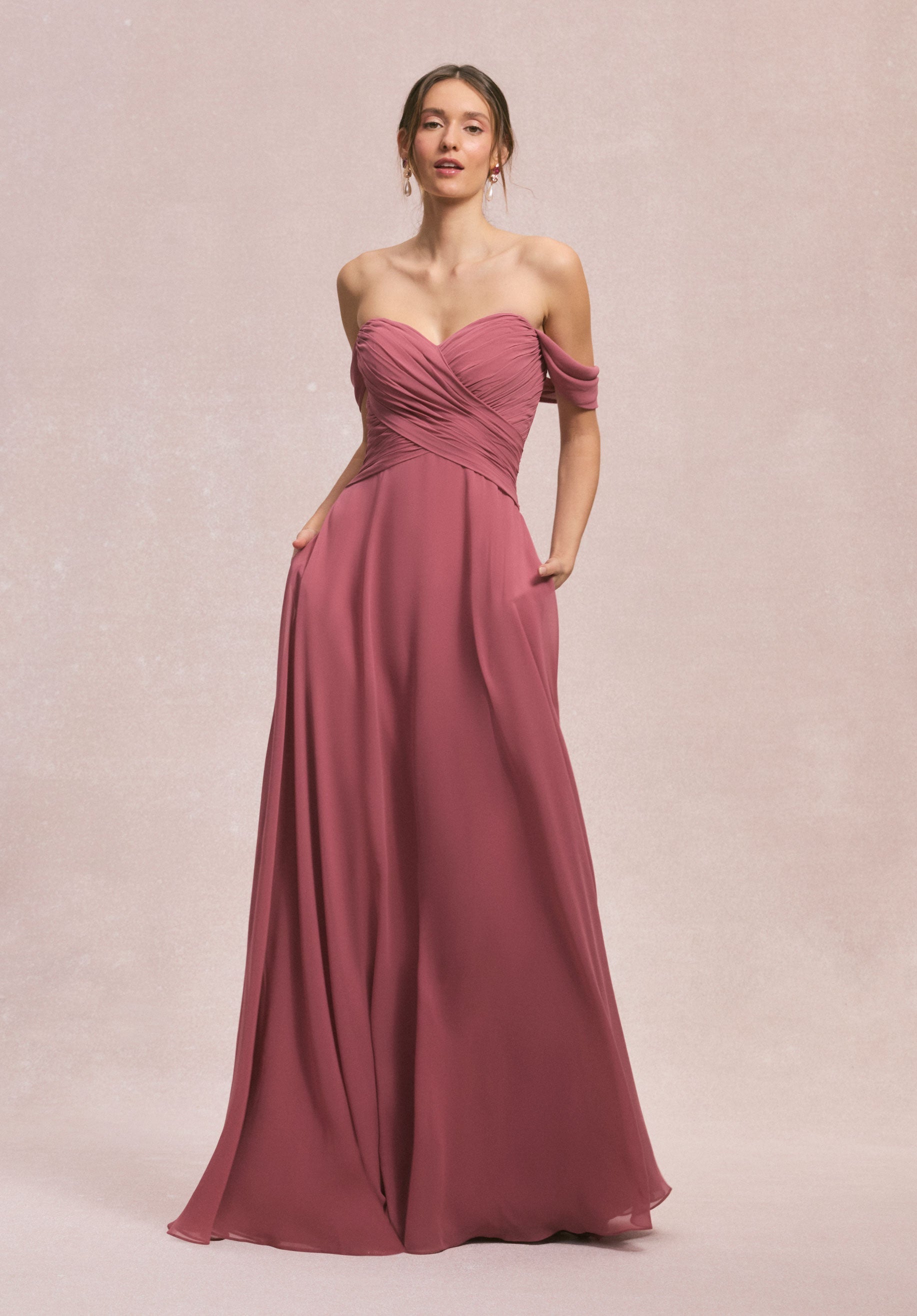 Pleated Long Evening Dress MGNY Madeline Gardner New York 31248