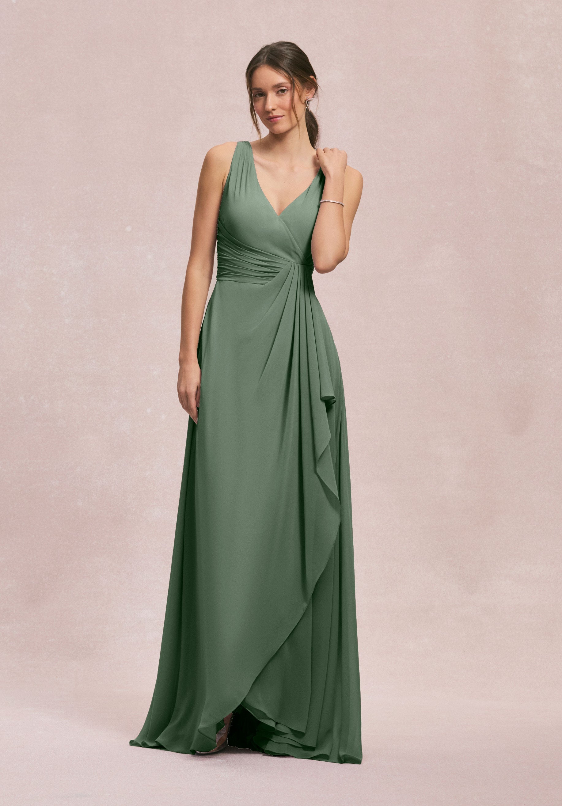 Formal Dresses Long Formal Ruffle Evening Dress MGNY Madeline Gardner New York 31249 Moss