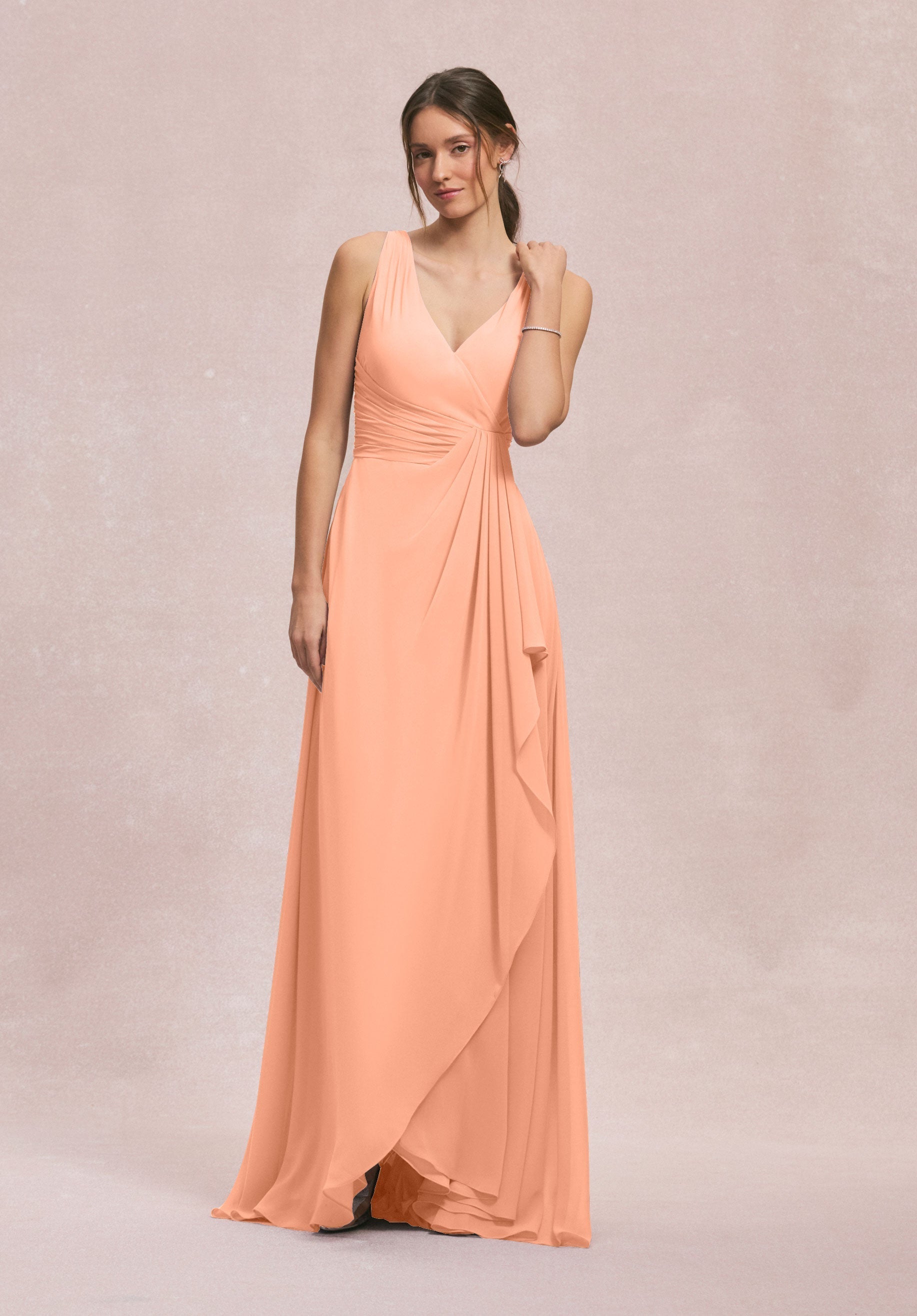 Formal Dresses Long Ruffle Evening Formal Dress MGNY Madeline Gardner New York 31249 Peach