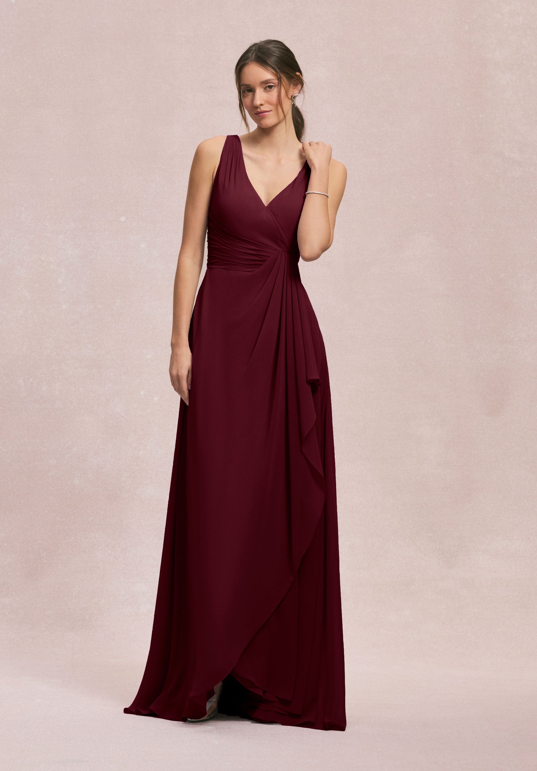 Formal Dresses Long Ruffle Formal Dress MGNY Madeline Gardner New York 31249 Bordeaux
