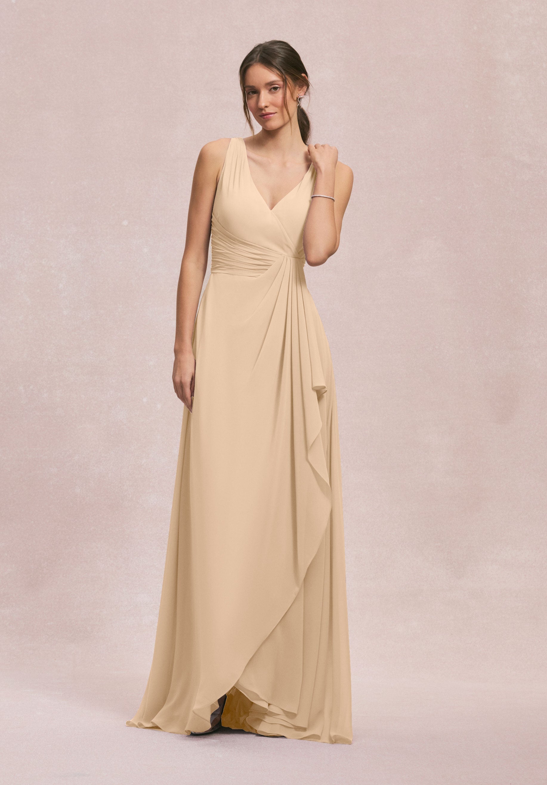Formal Dresses Long Ruffle Formal Dress MGNY Madeline Gardner New York 31249 Champagne