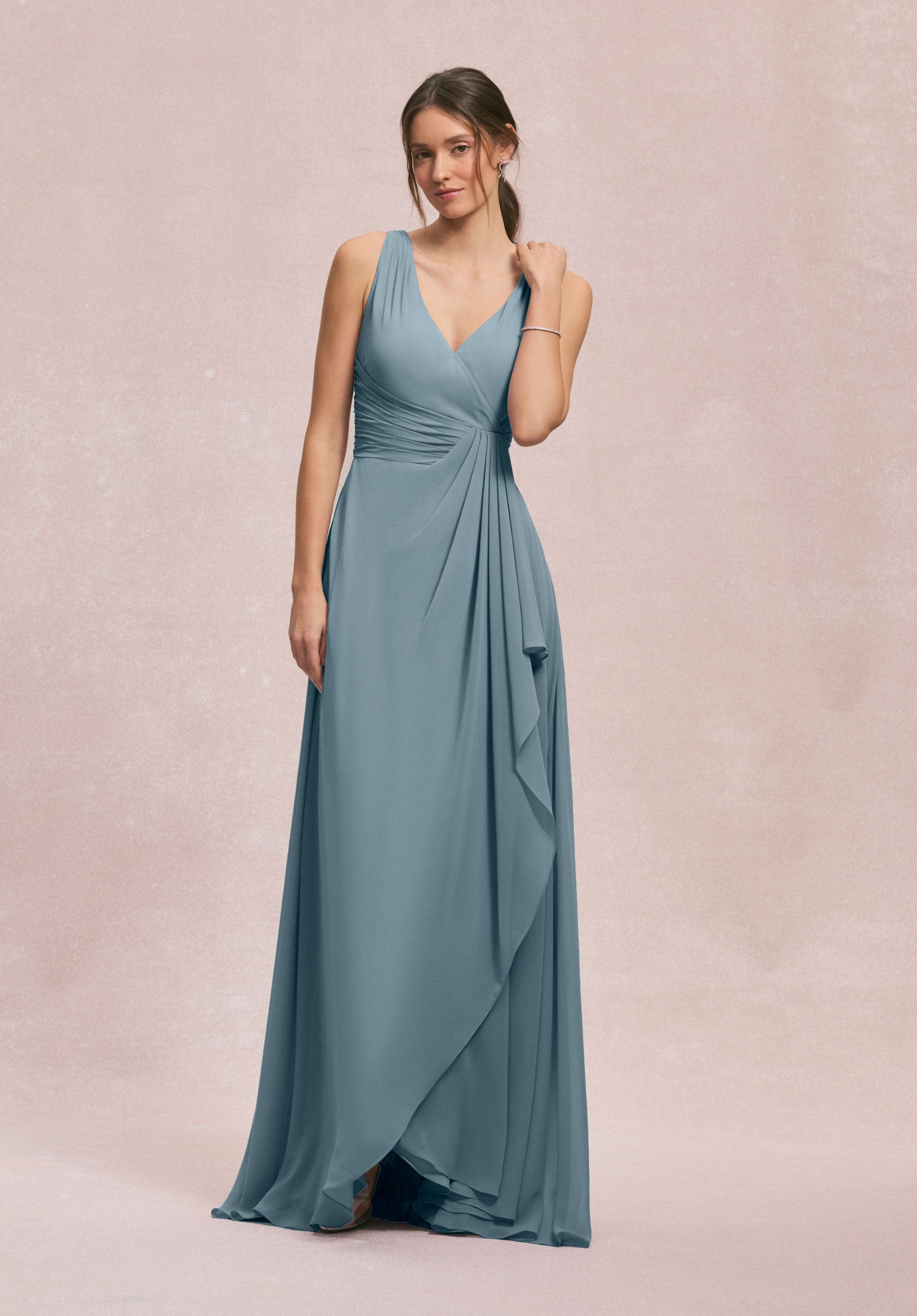 Formal Dresses Evening Long Formal Ruffle Dress MGNY Madeline Gardner New York 31249 Slate