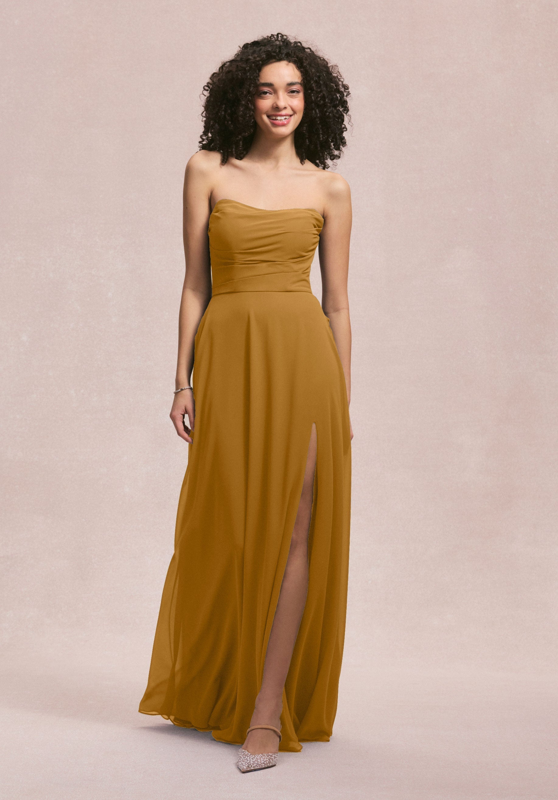 Formal Dresses A Line Slit Evening Dress MGNY Madeline Gardner New York 31250 Saffron
