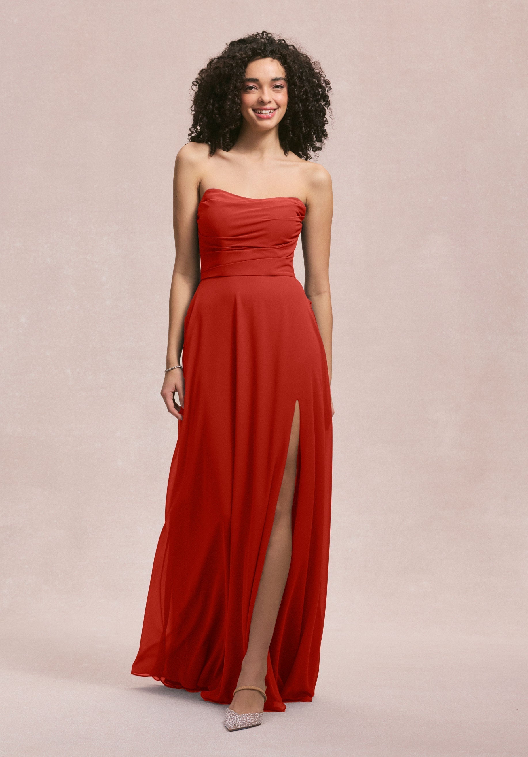 Formal Dresses Evening Slit Long A Line Dress MGNY Madeline Gardner New York 31250 Cinnamon