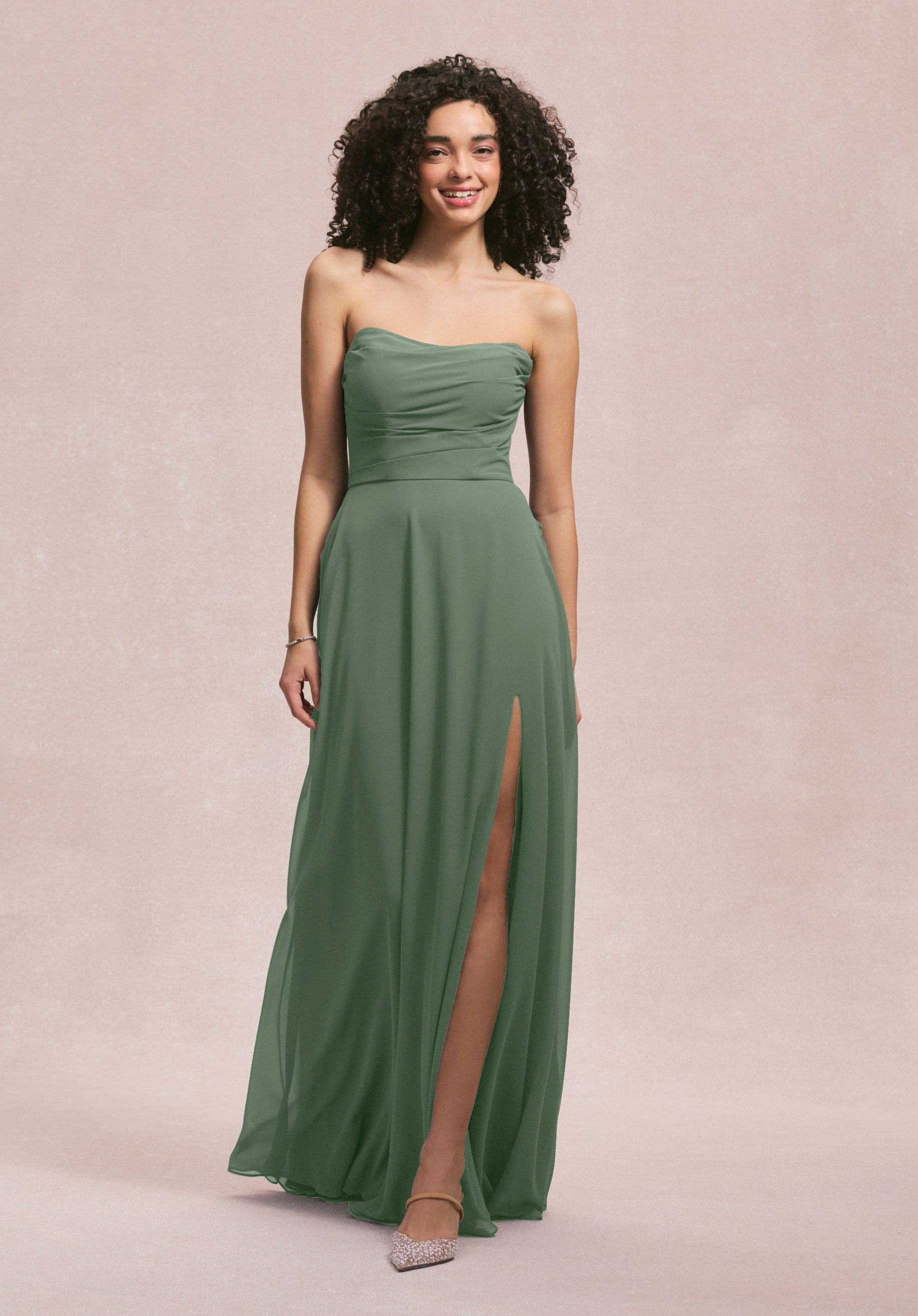 Formal Dresses Slit A Line Formal Dress MGNY Madeline Gardner New York 31250 Moss