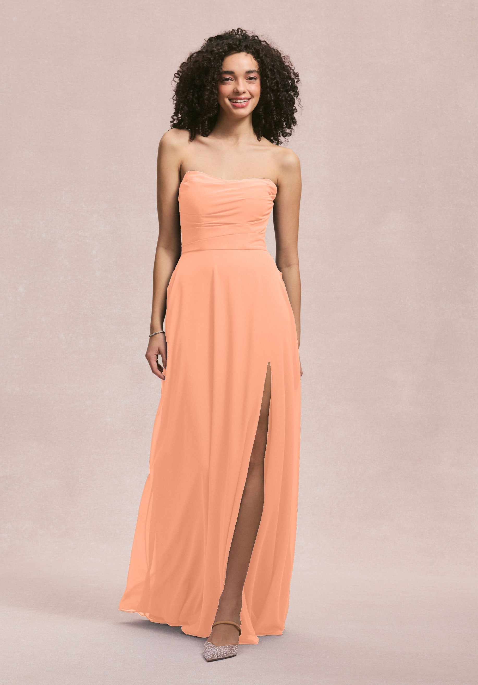 Formal Dresses A Line Slit Evening Dress MGNY Madeline Gardner New York 31250 Peach
