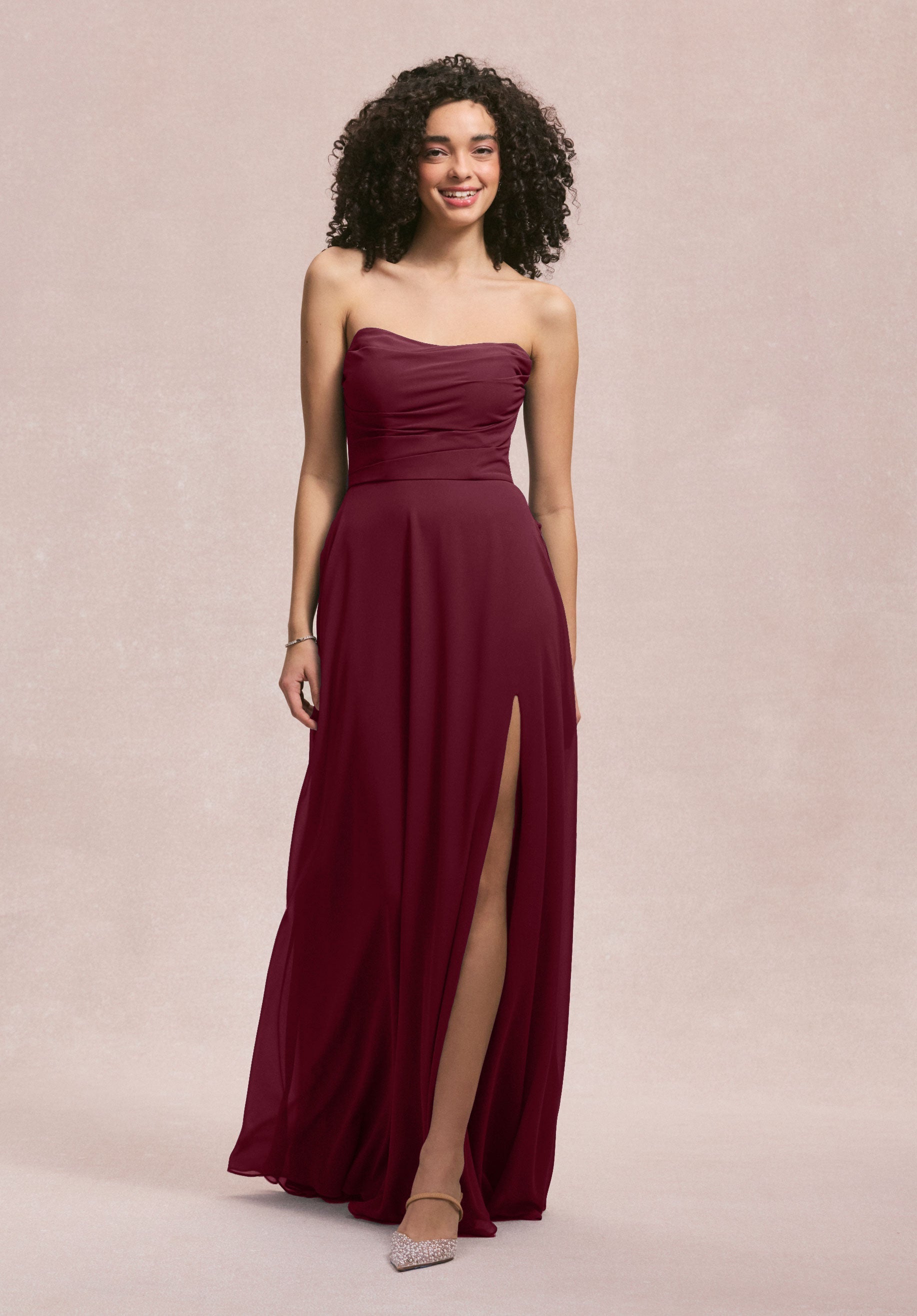 Formal Dresses Formal Long A Line Slit Dress MGNY Madeline Gardner New York 31250 Bordeaux