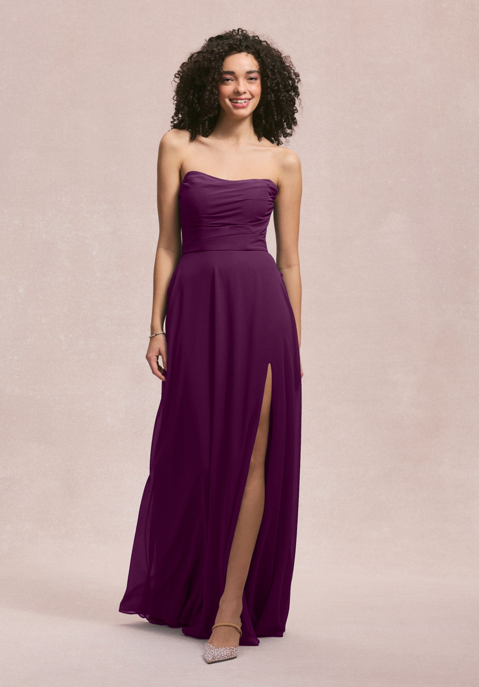Formal Dresses A Line Evening Slit Formal Long Dress MGNY Madeline Gardner New York 31250 Eggplant