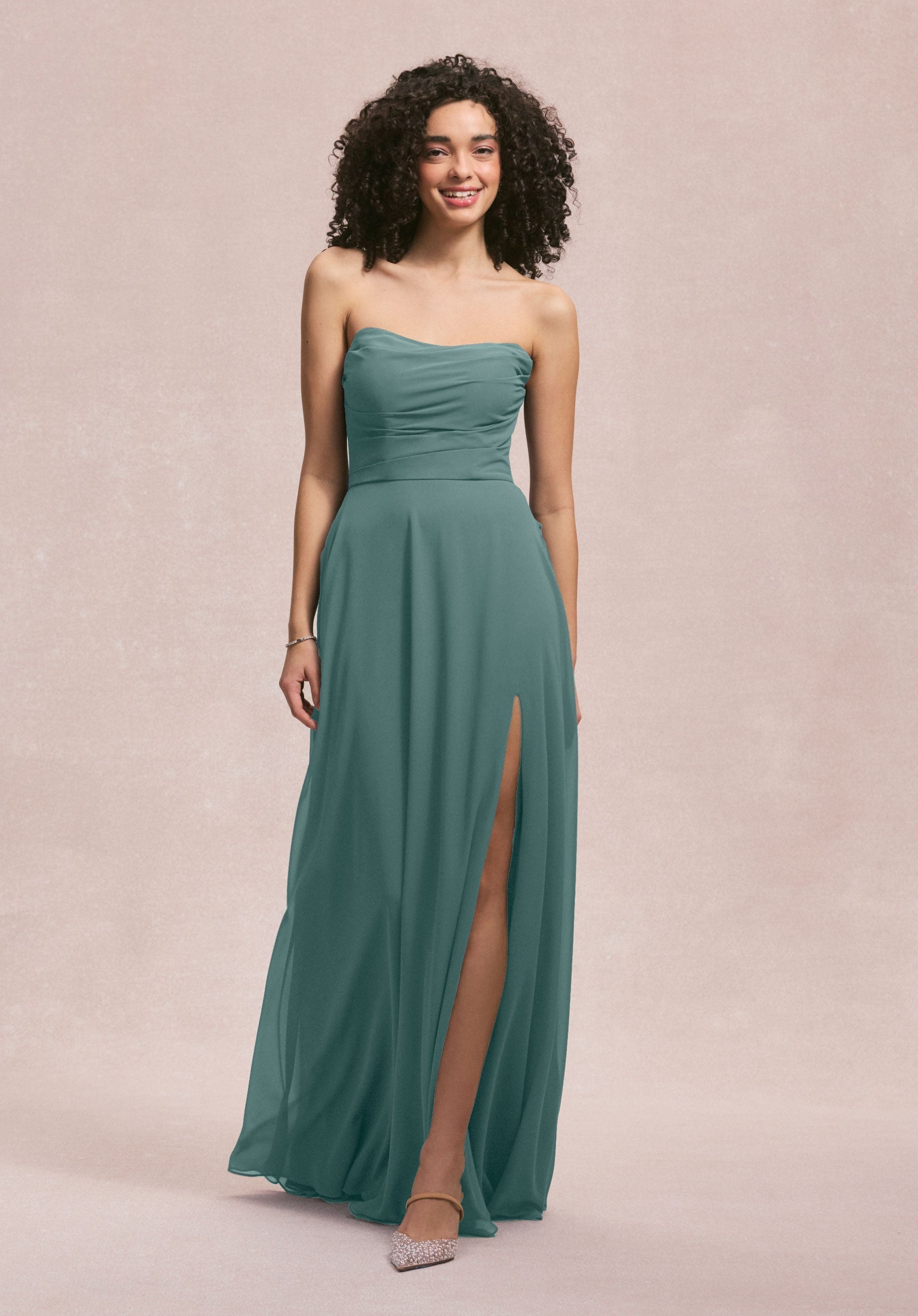 Formal Dresses Evening Slit Long A Line Dress MGNY Madeline Gardner New York 31250 Deep Sea