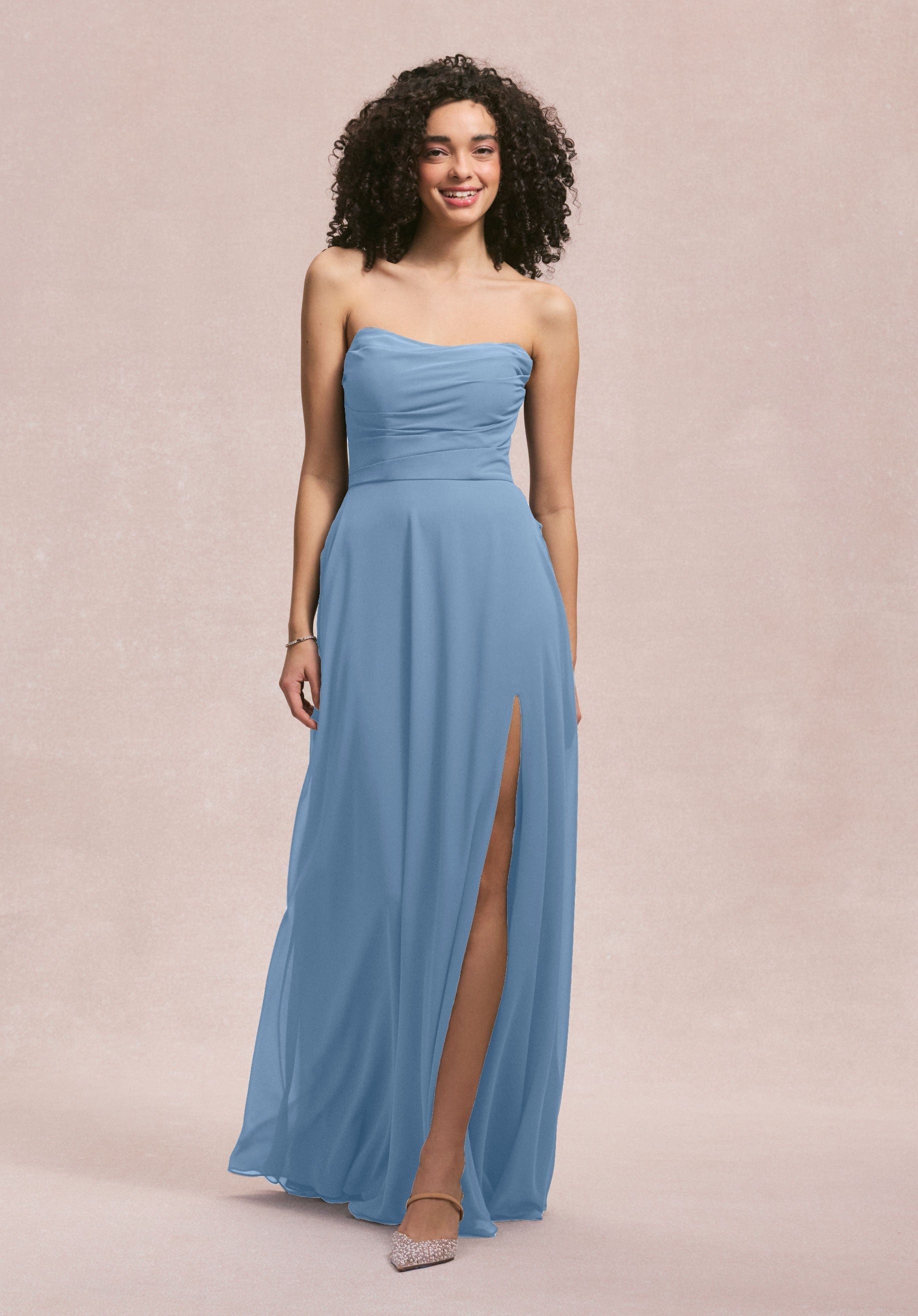 Formal Dresses Evening Slit Long A Line Dress MGNY Madeline Gardner New York 31250 Cornflower