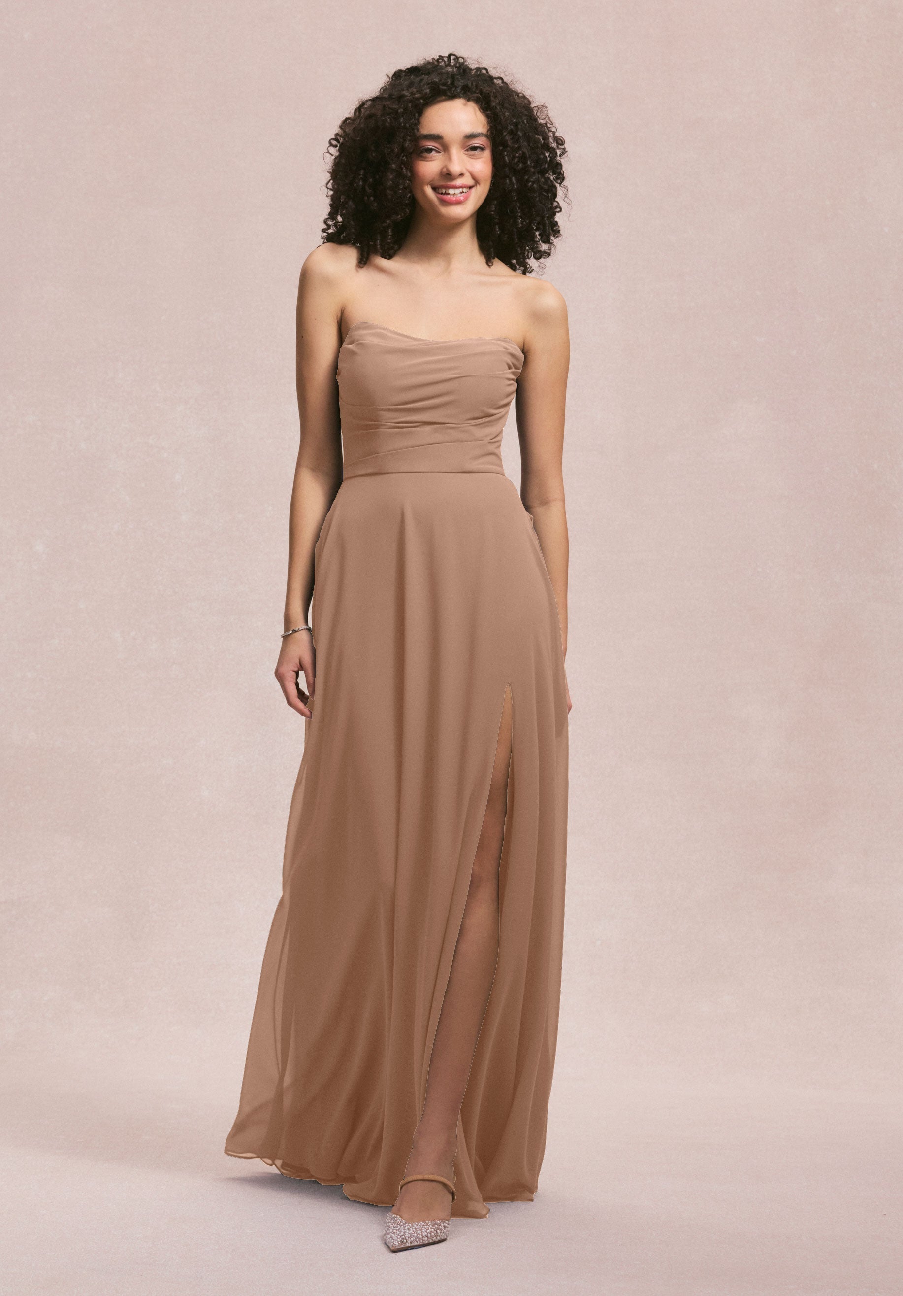 Formal Dresses Slit A Line Formal Dress MGNY Madeline Gardner New York 31250 Latte