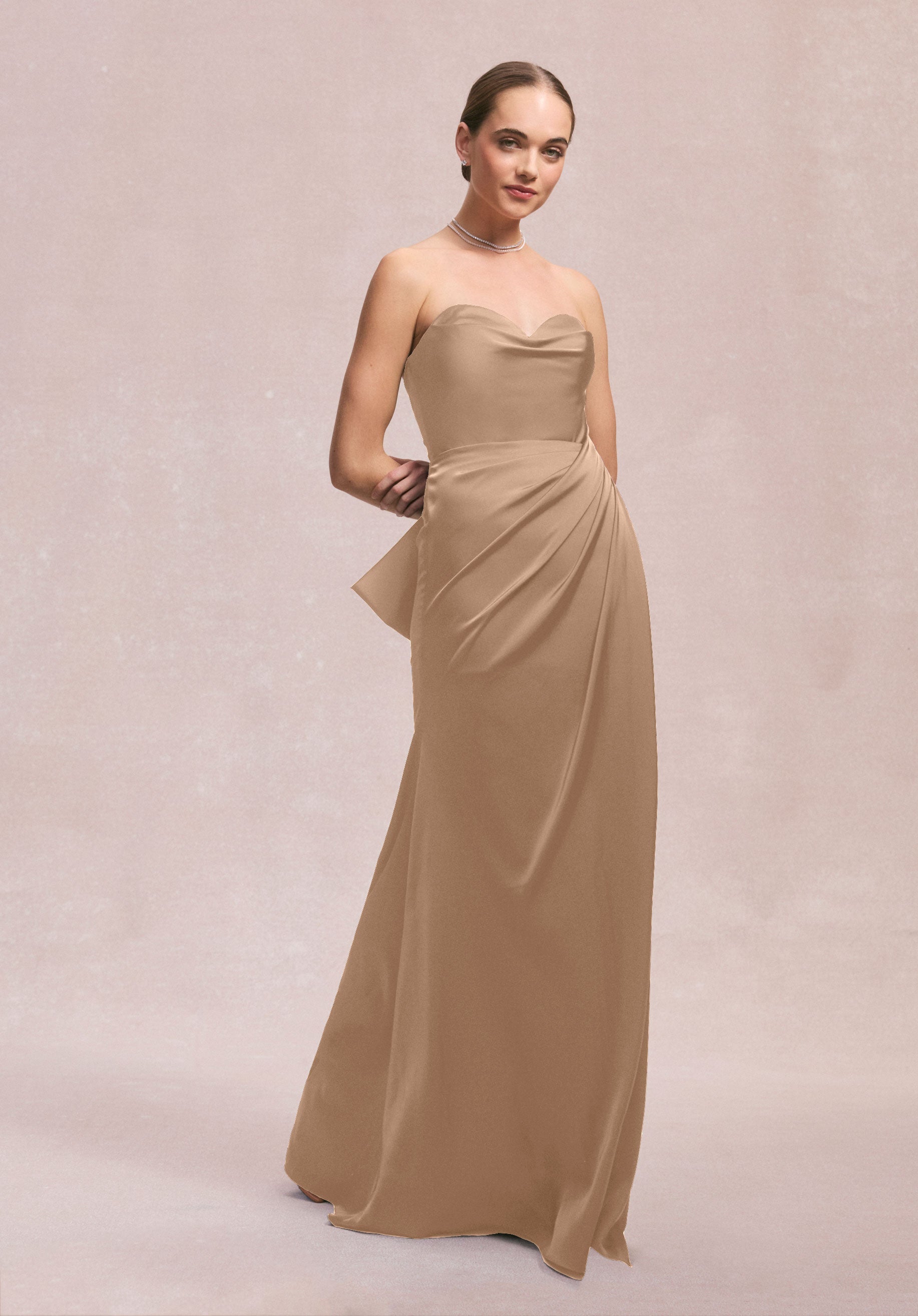 Formal Dresses Evening Long Slit Formal Dress MGNY Madeline Gardner New York 31252 Latte