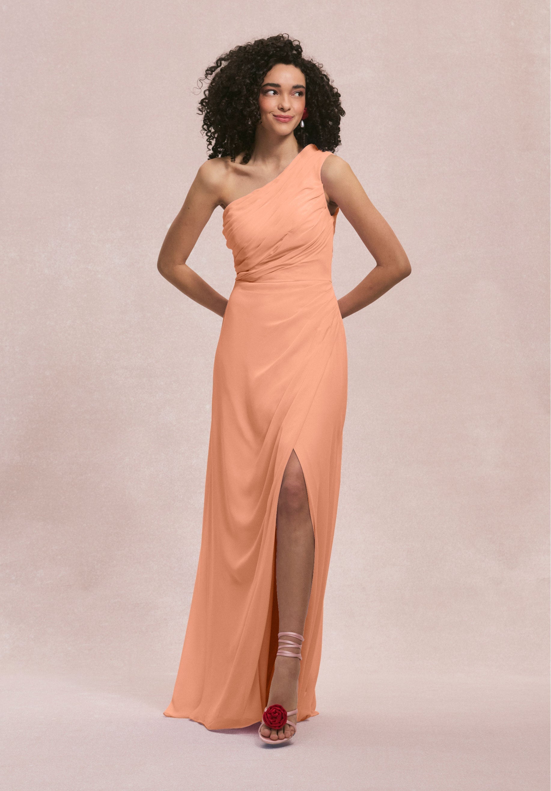 Formal Dresses Long Slit Formal Evening Dress MGNY Madeline Gardner New York 31254 Peach