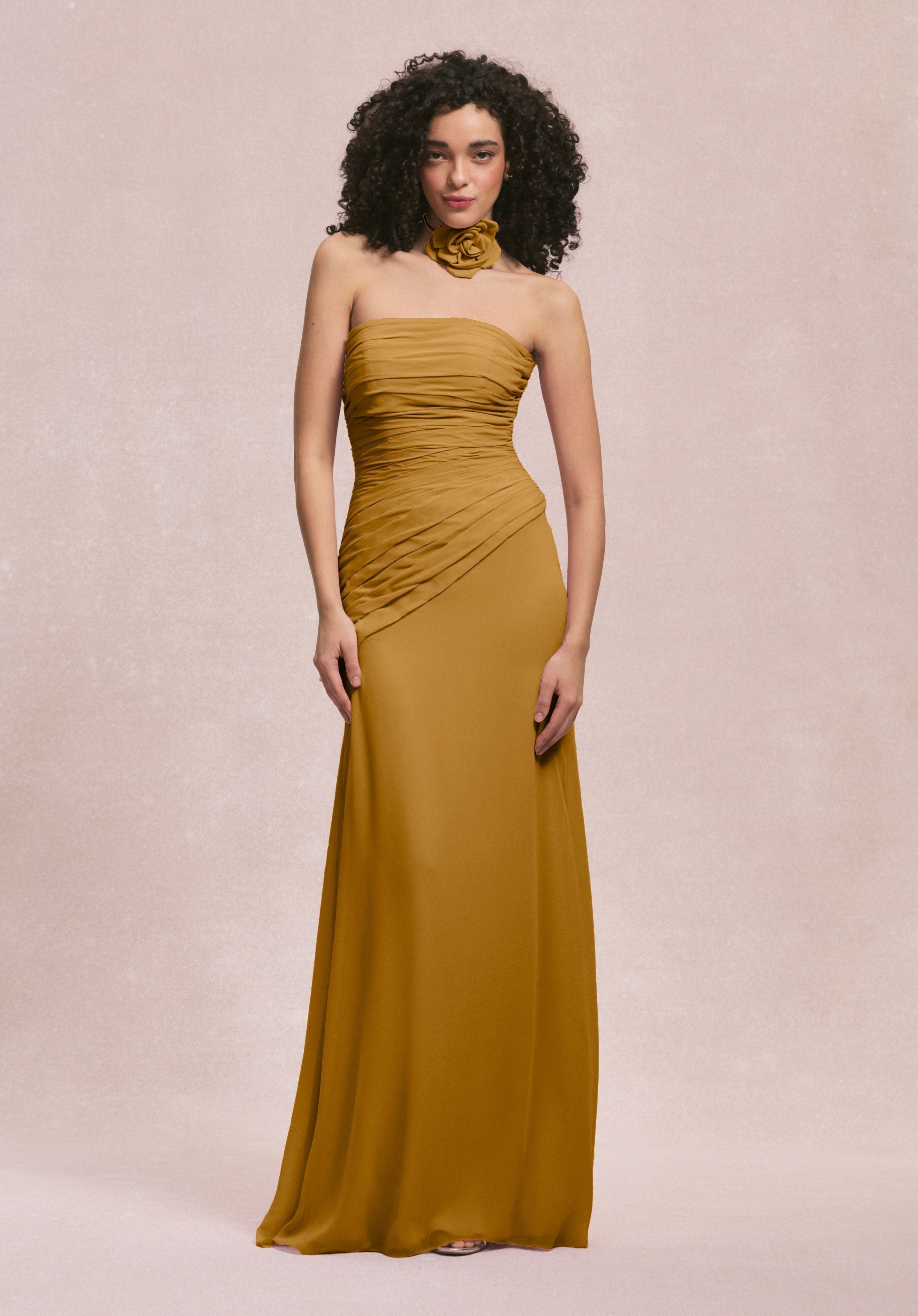 Formal Dresses 3D Floral Long Formal Dress MGNY Madeline Gardner New York 31255 Saffron