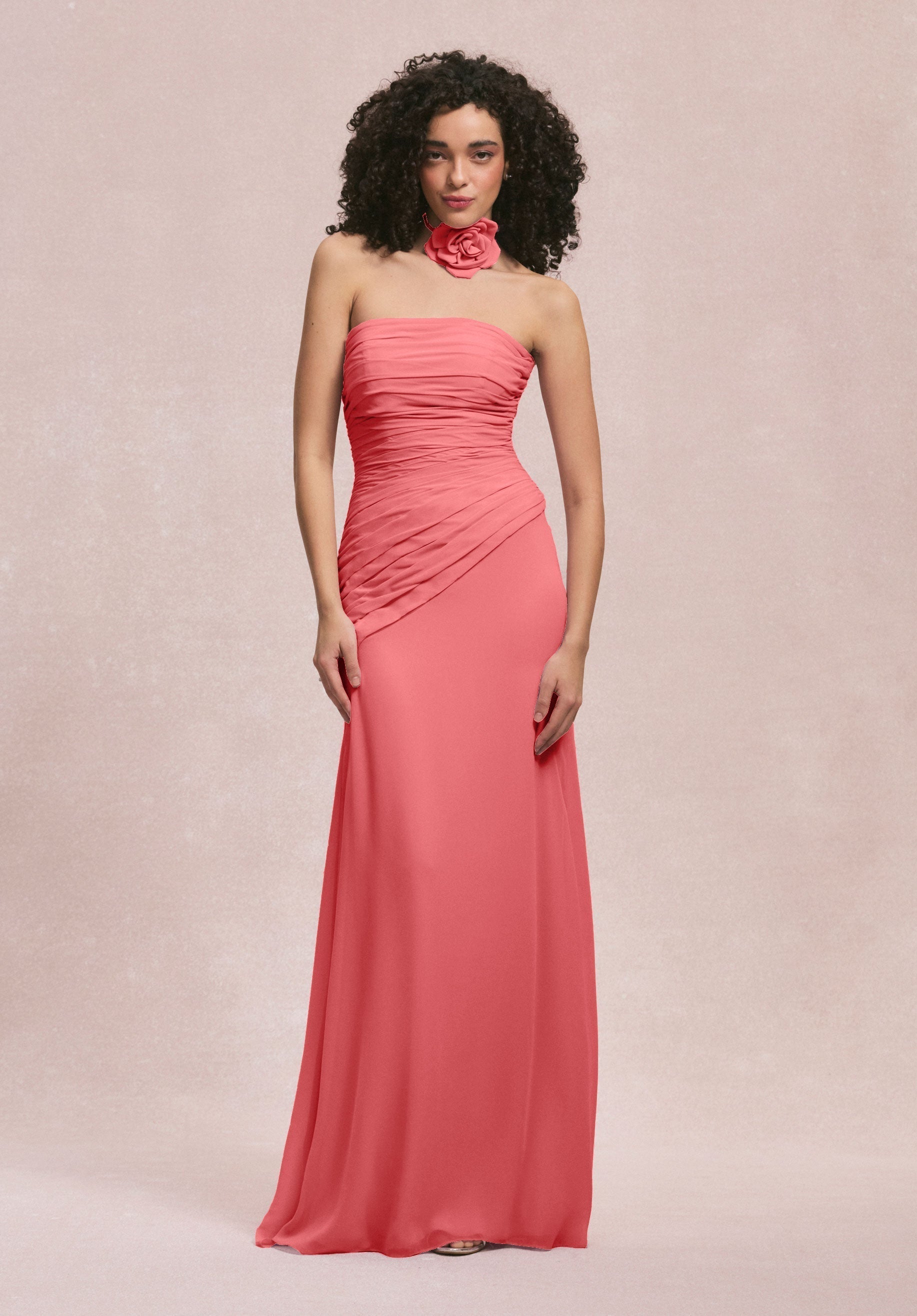 Formal Dresses Long 3D Floral Formal Dress MGNY Madeline Gardner New York 31255 Cantaloupe