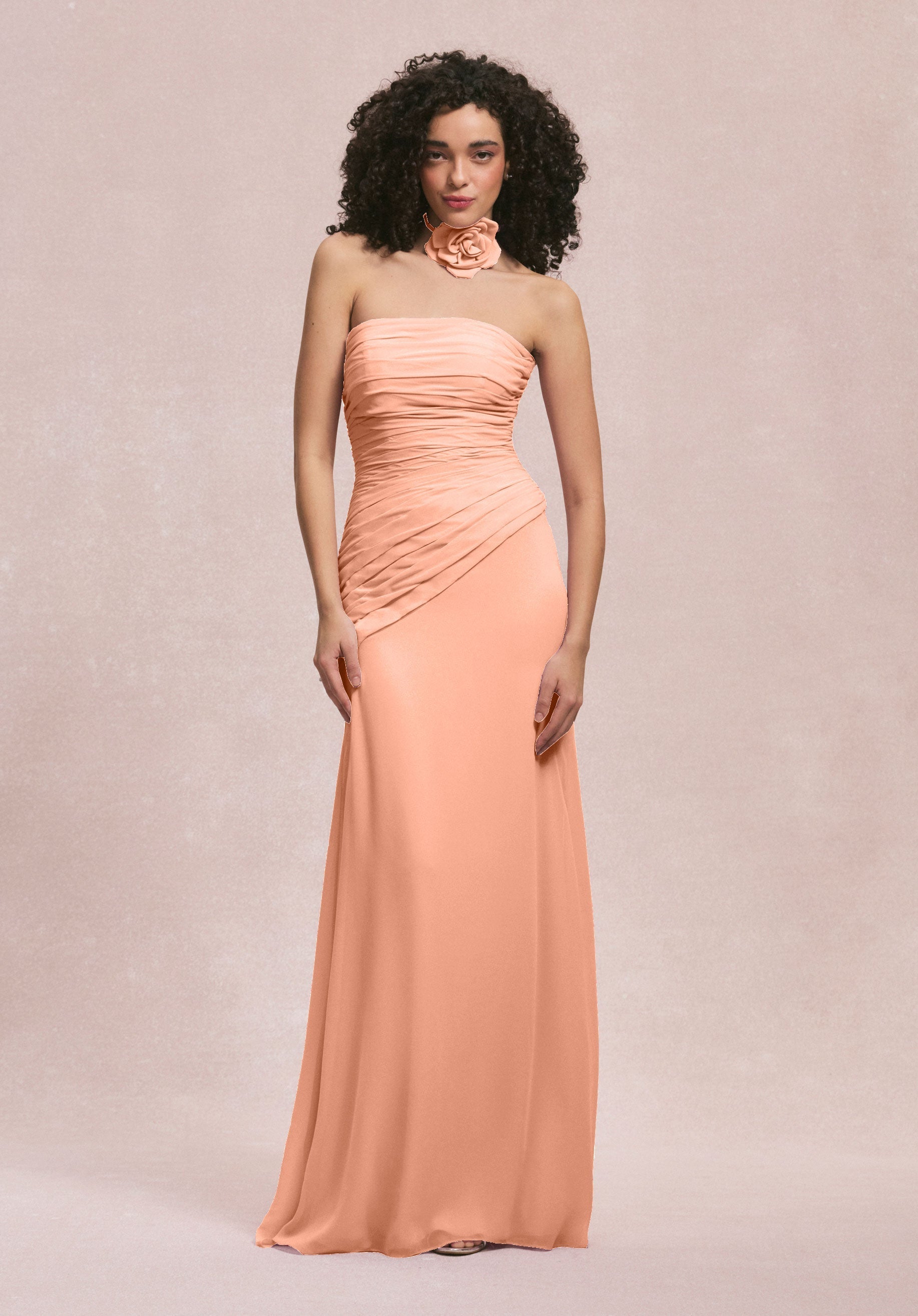 Formal Dresses 3D Floral Long Formal Dress MGNY Madeline Gardner New York 31255 Peach