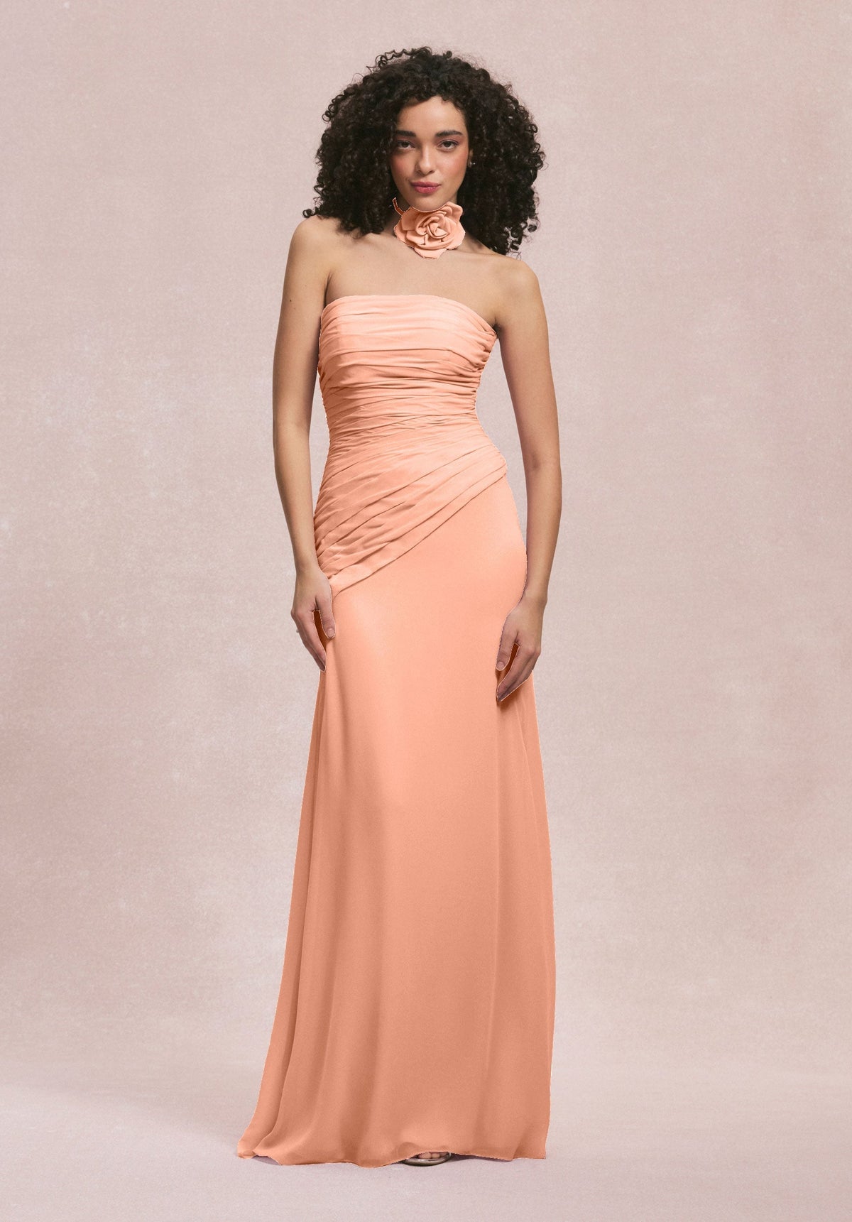 Formal Dresses 3D Floral Long Formal Dress MGNY Madeline Gardner New York 31255 Peach